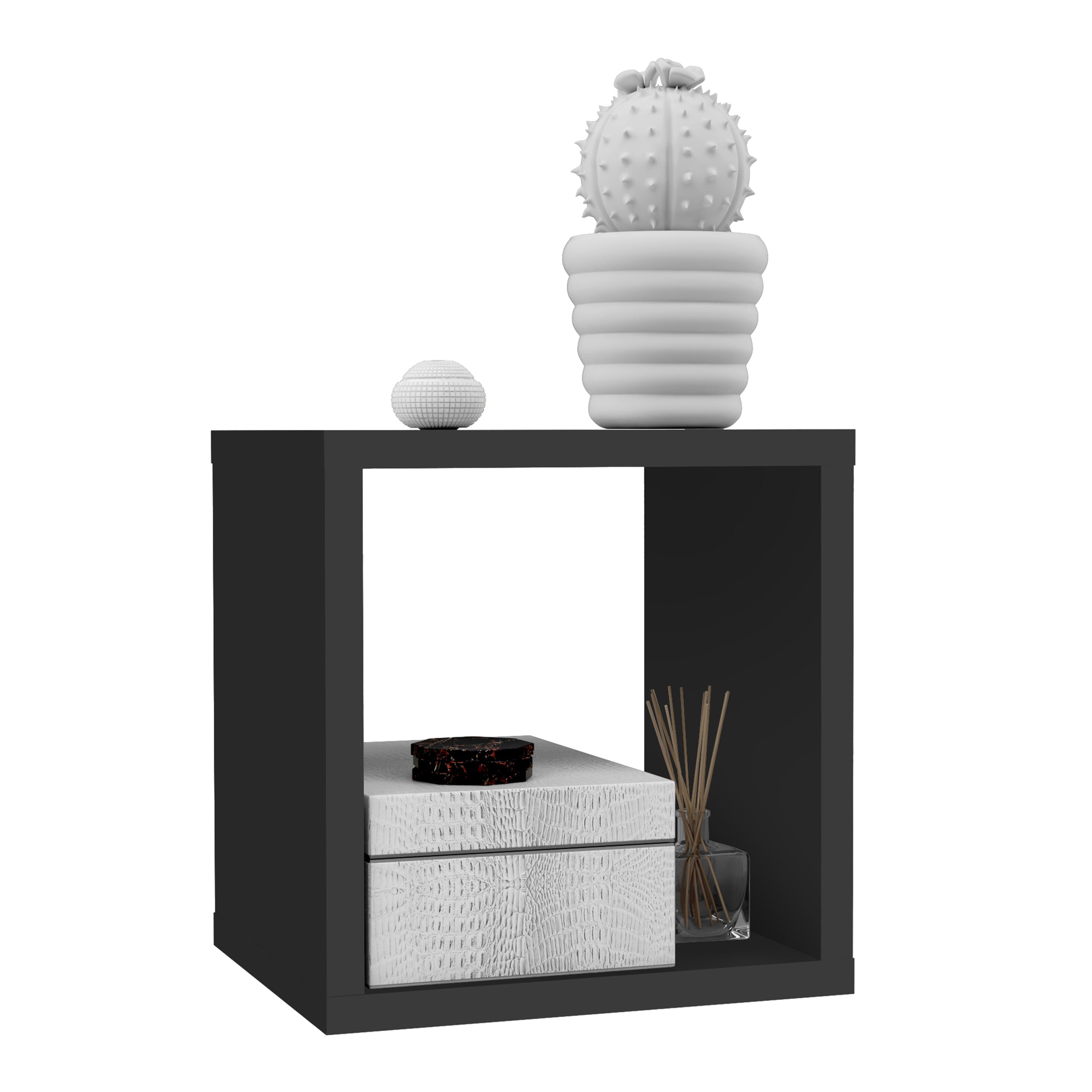 Mauro 1 Shelf Storage Unit in Matt White – FTG, view 4
