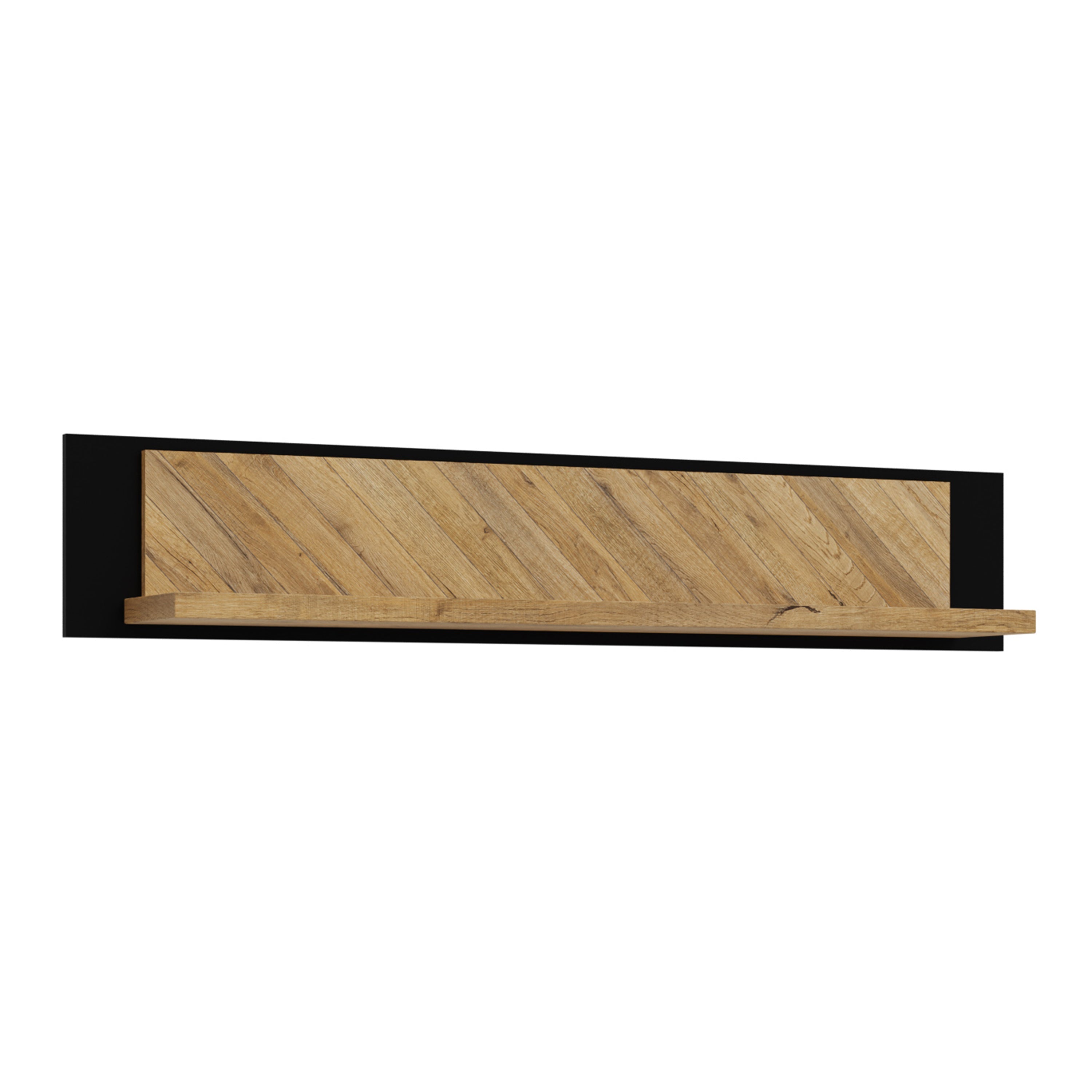 Nikomedes Wall Shelf 140cm in Spica Oak/Matt Black/Bartex Oak – FTG