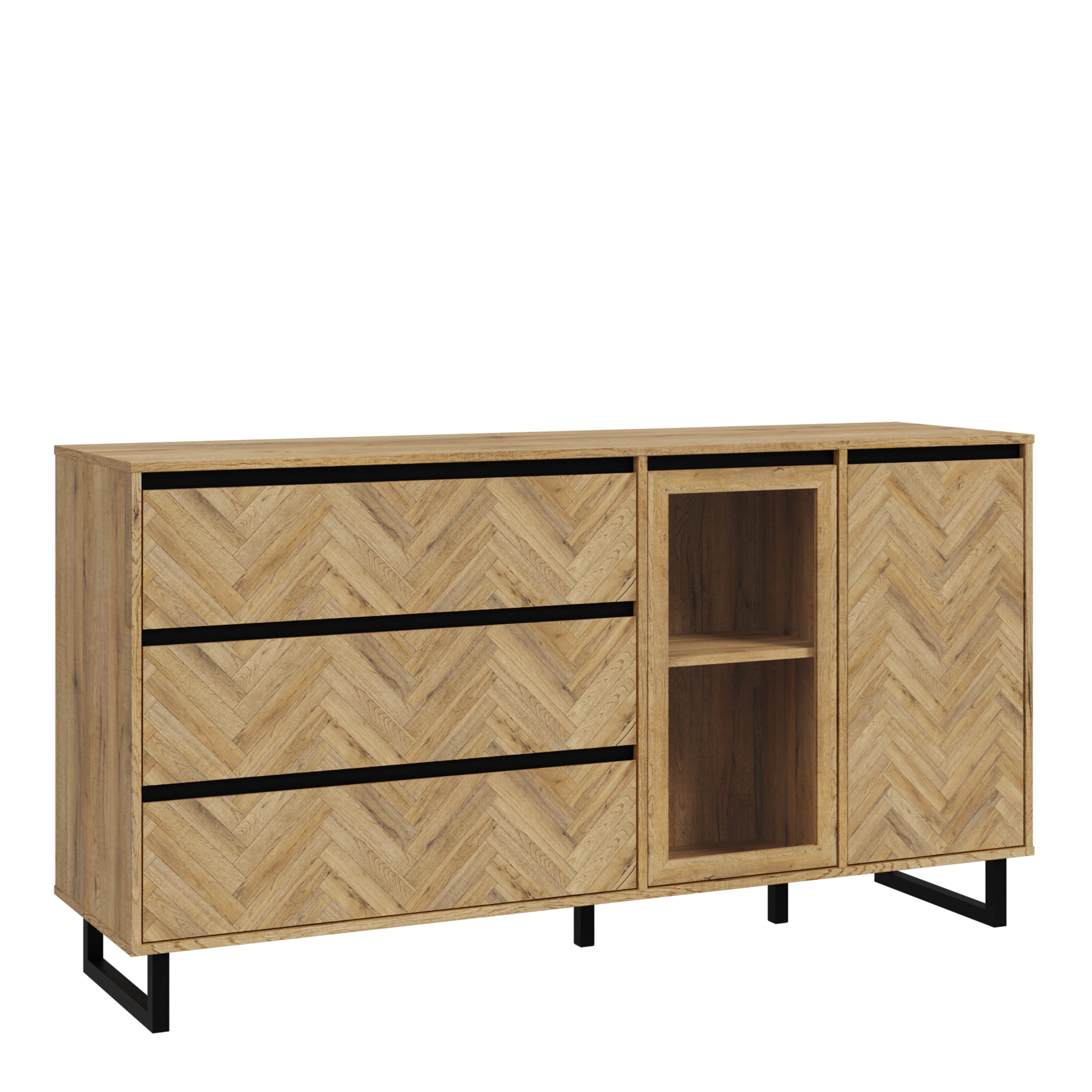 Nikomedes Sideboard in Spica Oak/Matt Black/Bartex Oak – FTG