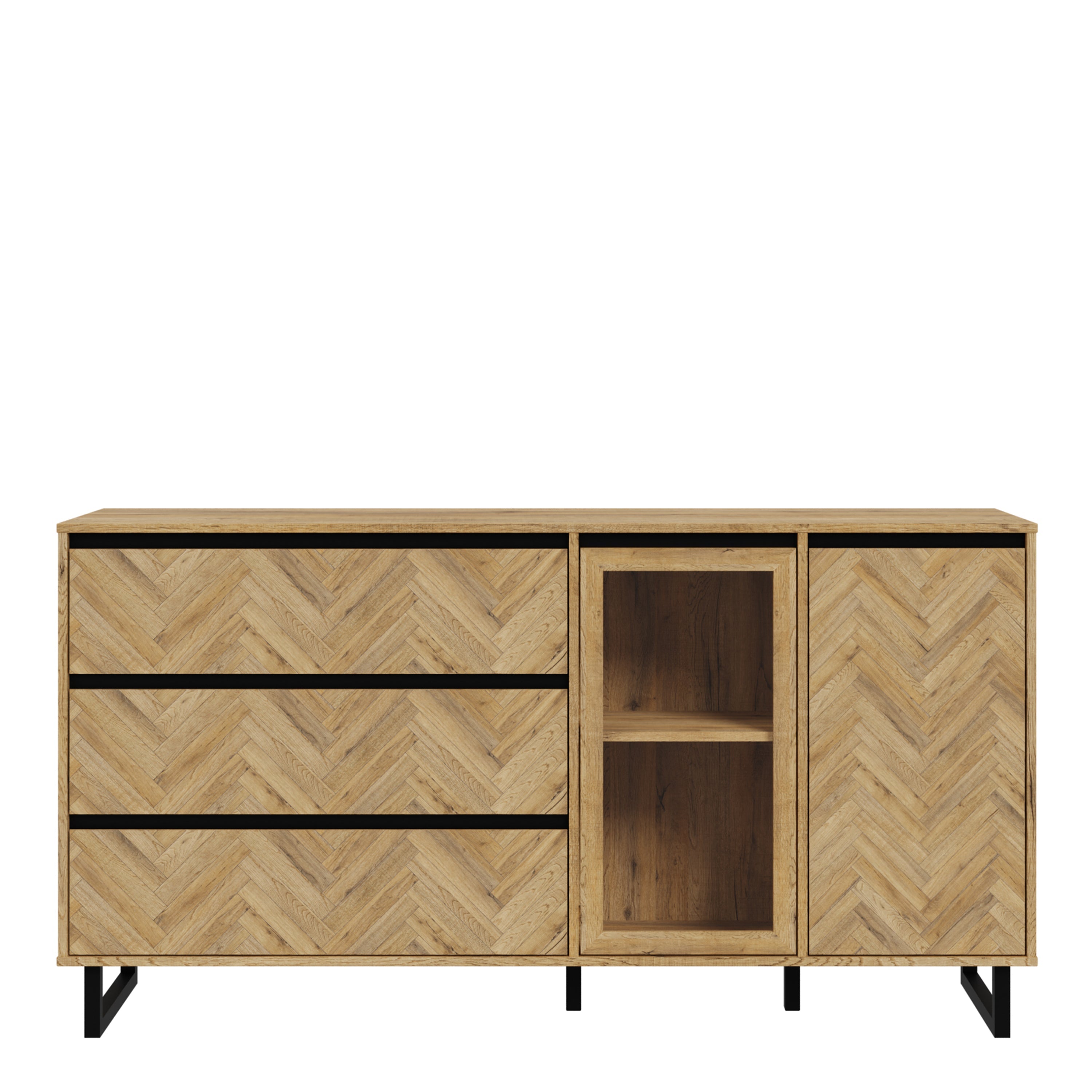 Nikomedes Sideboard in Spica Oak/Matt Black/Bartex Oak – FTG, view 2