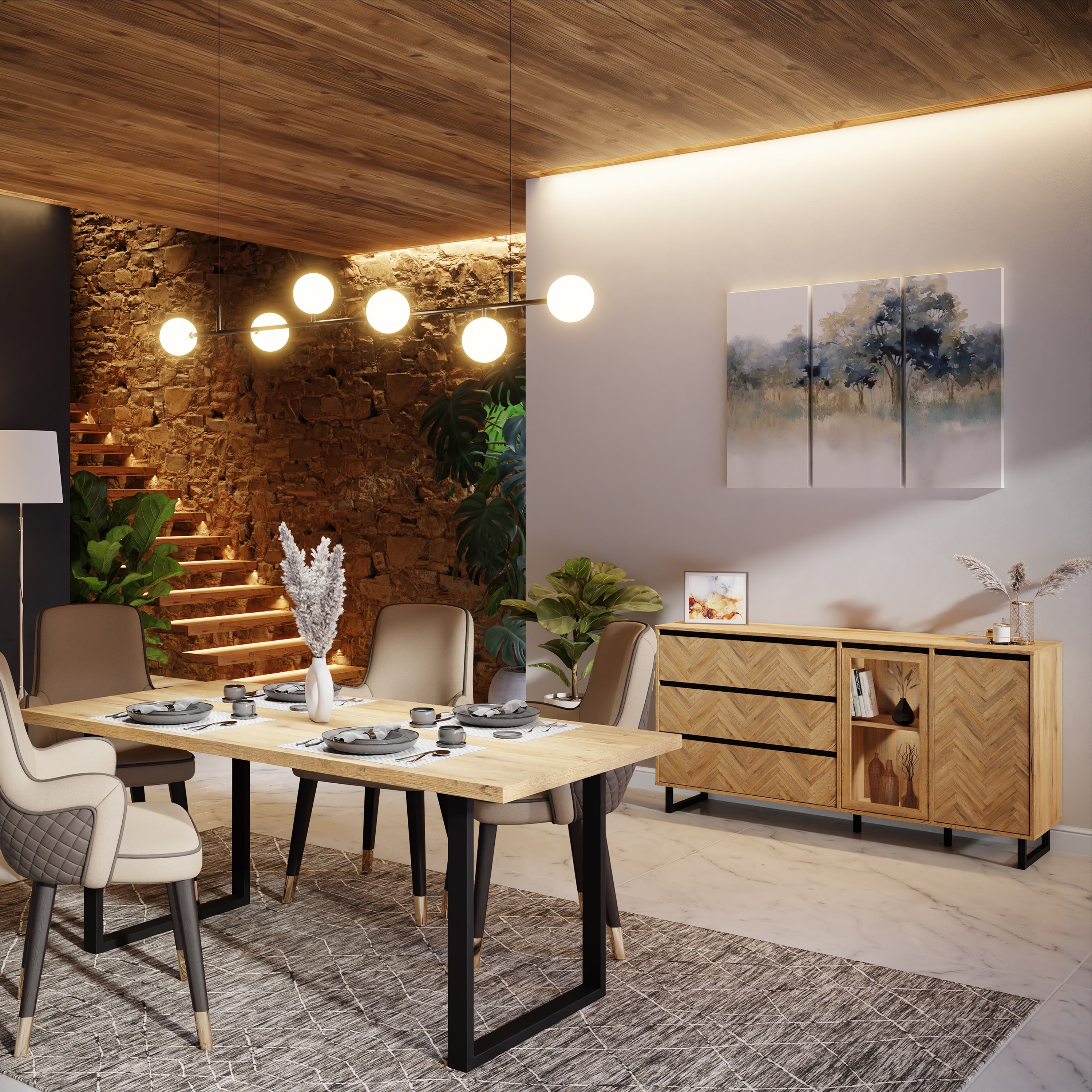 Nikomedes Sideboard in Spica Oak/Matt Black/Bartex Oak – FTG, view 5