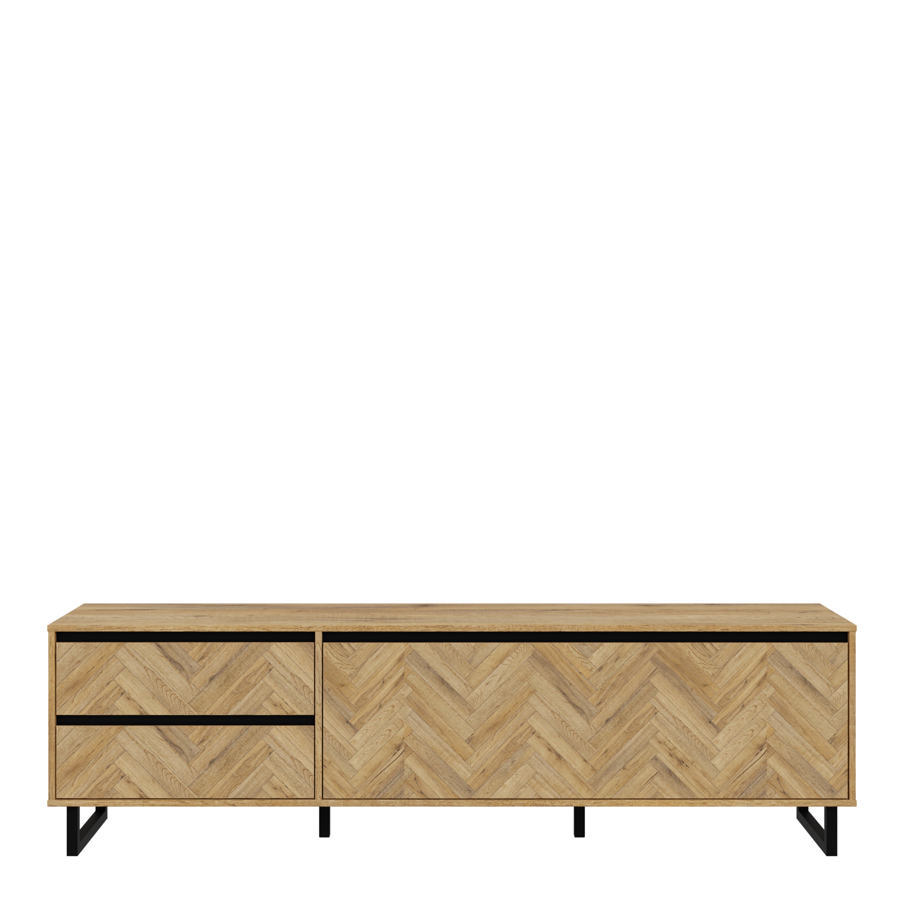 Nikomedes TV Unit in Spica Oak/Matt Black/Bartex Oak – FTG, view 2