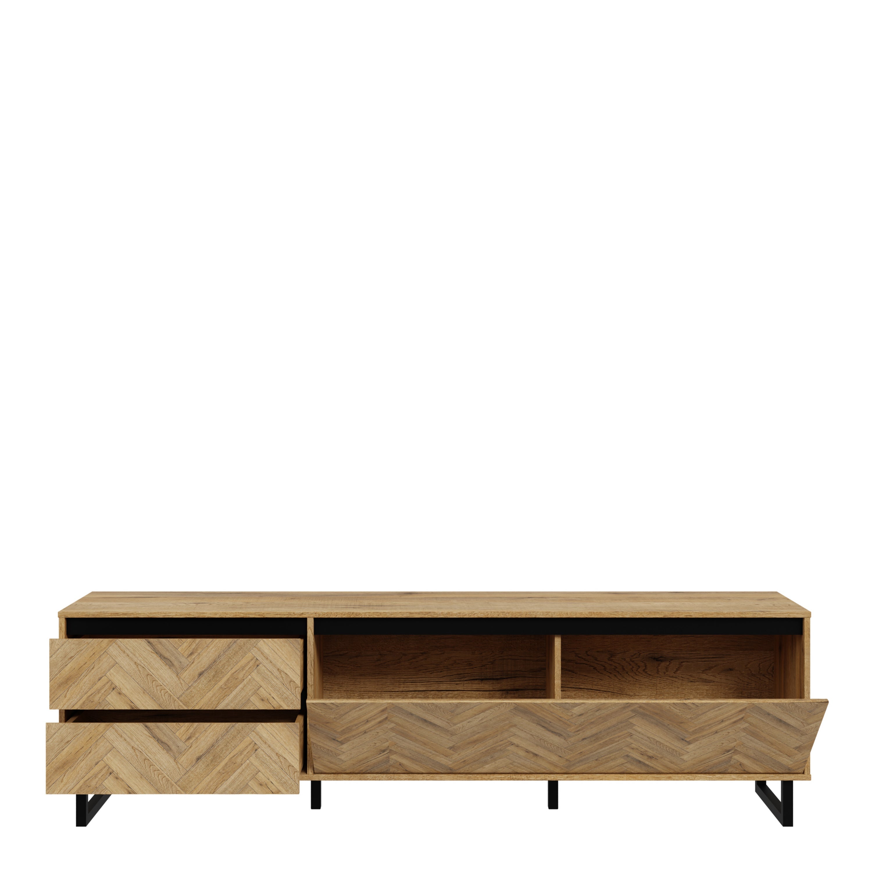 Nikomedes TV Unit in Spica Oak/Matt Black/Bartex Oak – FTG, view 4