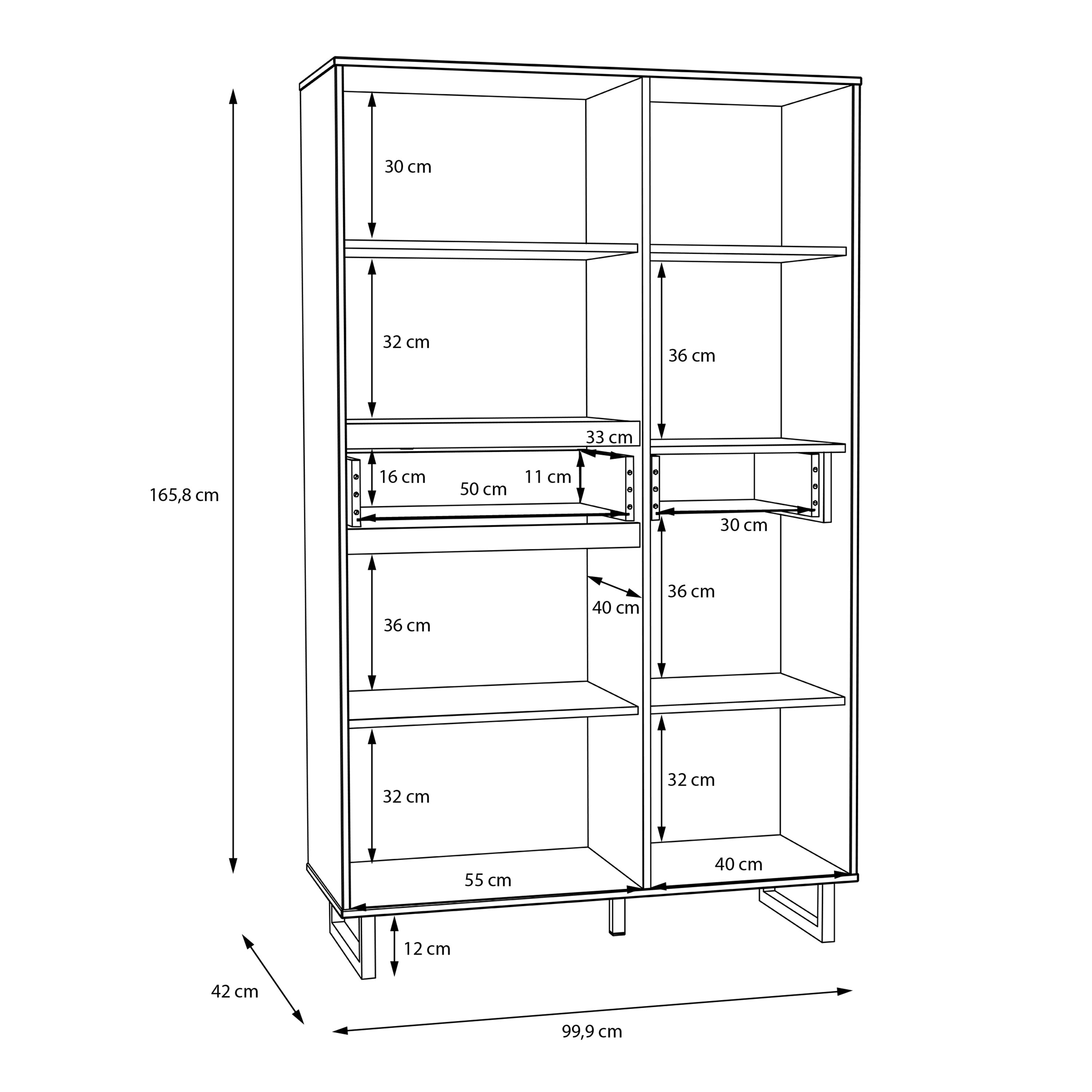 Nikomedes Display Cabinet in Spica Oak/Matt Black/Bartex Oak – FTG, view 9