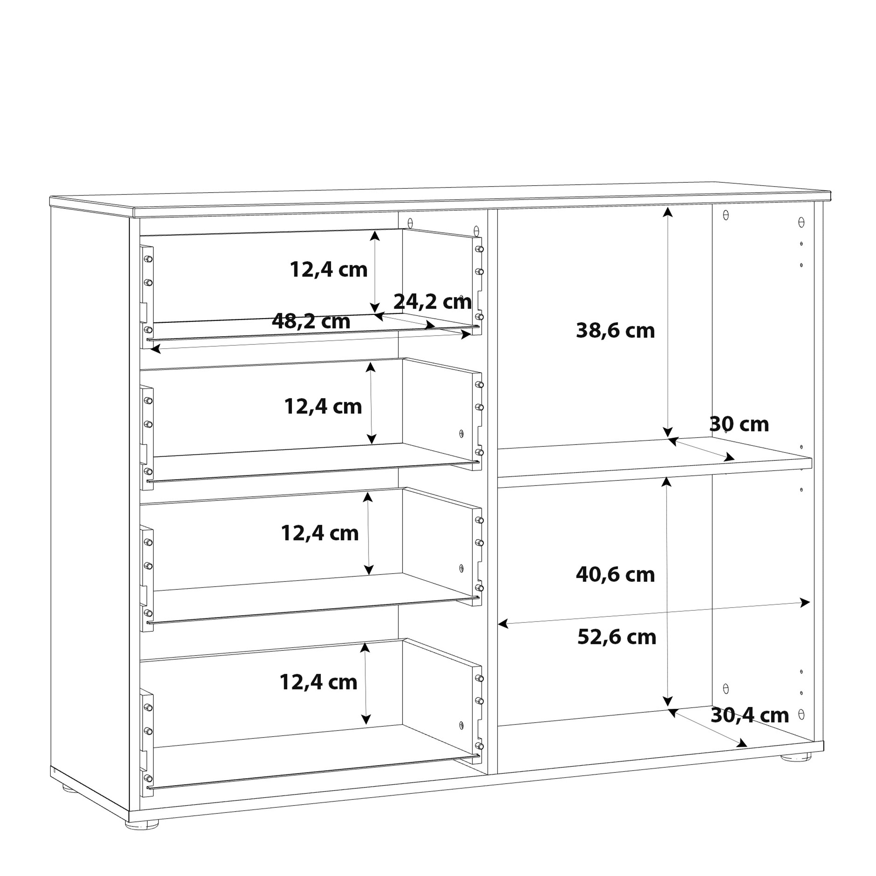 Sienna 4 Chest of Drawers 1 Door in White/White High Gloss – FTG, view 6