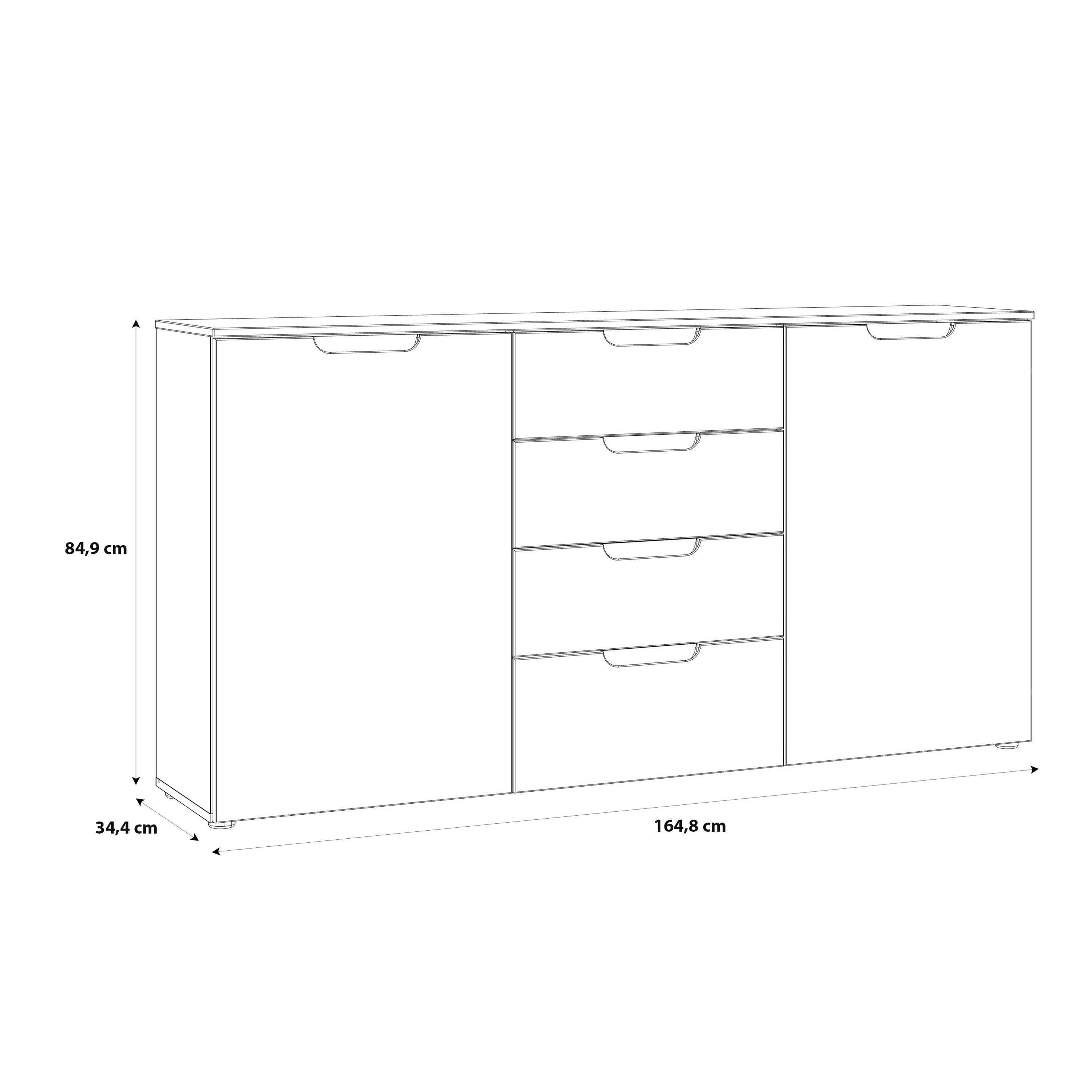 Sienna Wide Chest of 4 Drawers and 2 Doors in White/White High Gloss – FTG, view 11