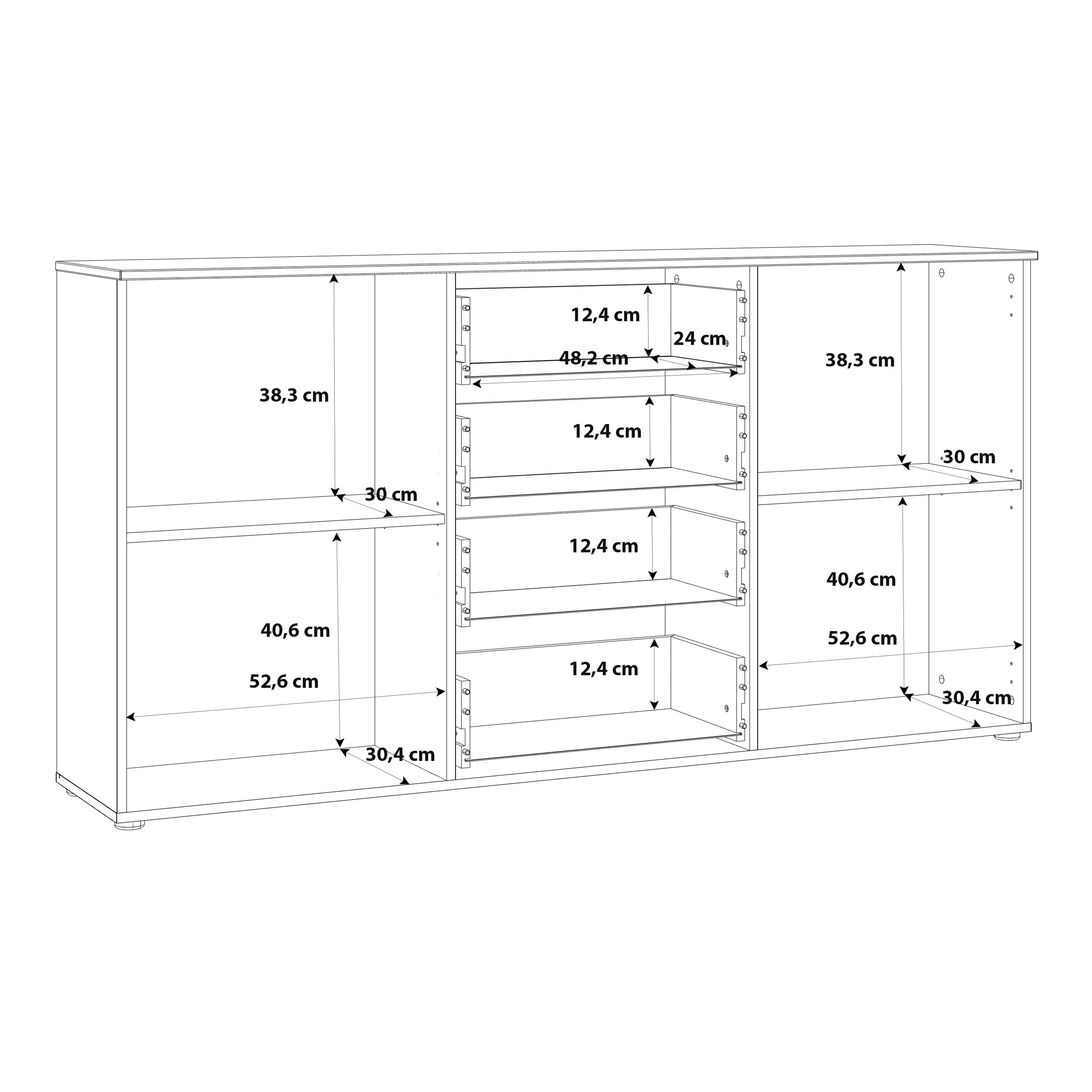 Sienna Wide Chest of 4 Drawers and 2 Doors in White/White High Gloss – FTG, view 12