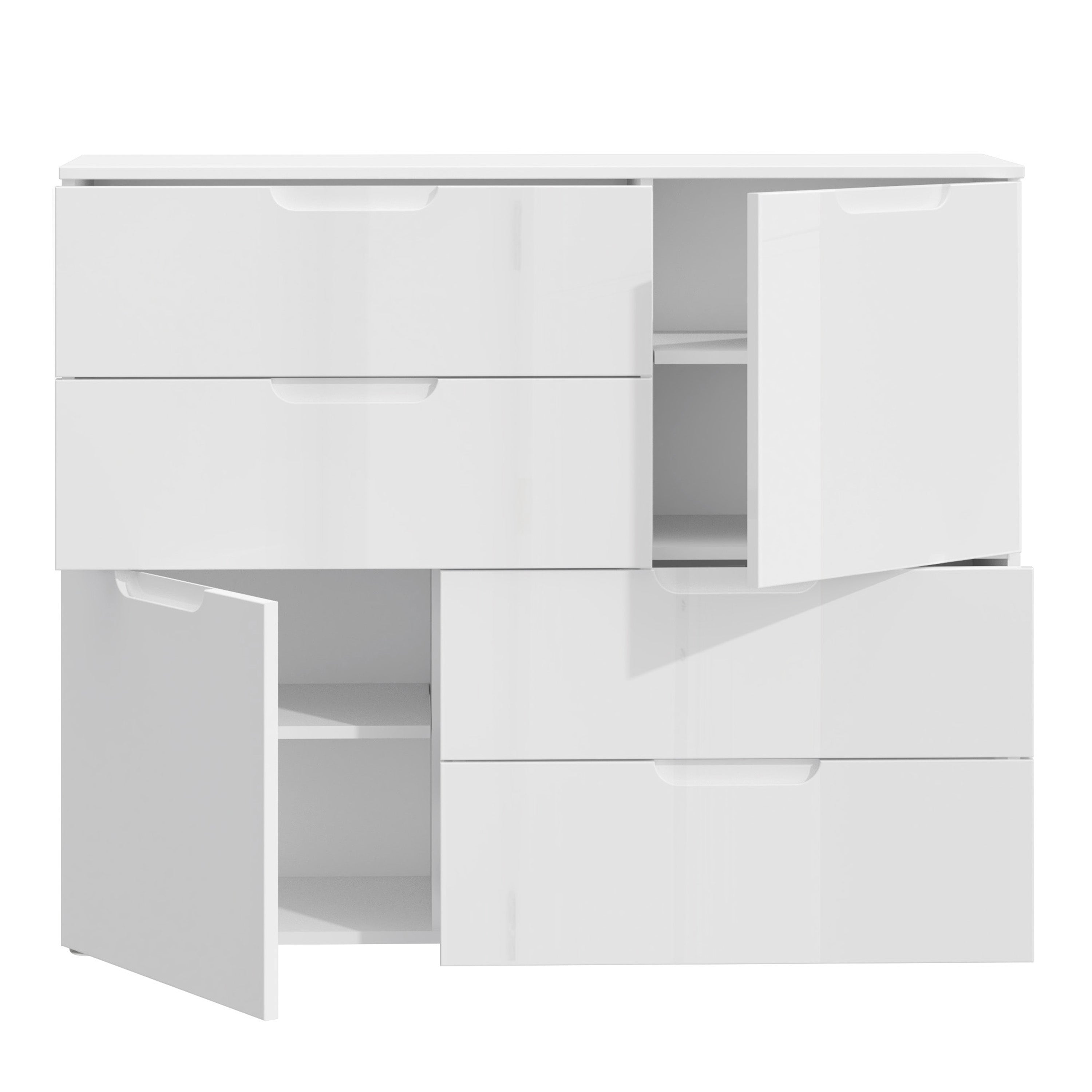 Sienna Abstract Chest of in White/White High Gloss – FTG, view 4
