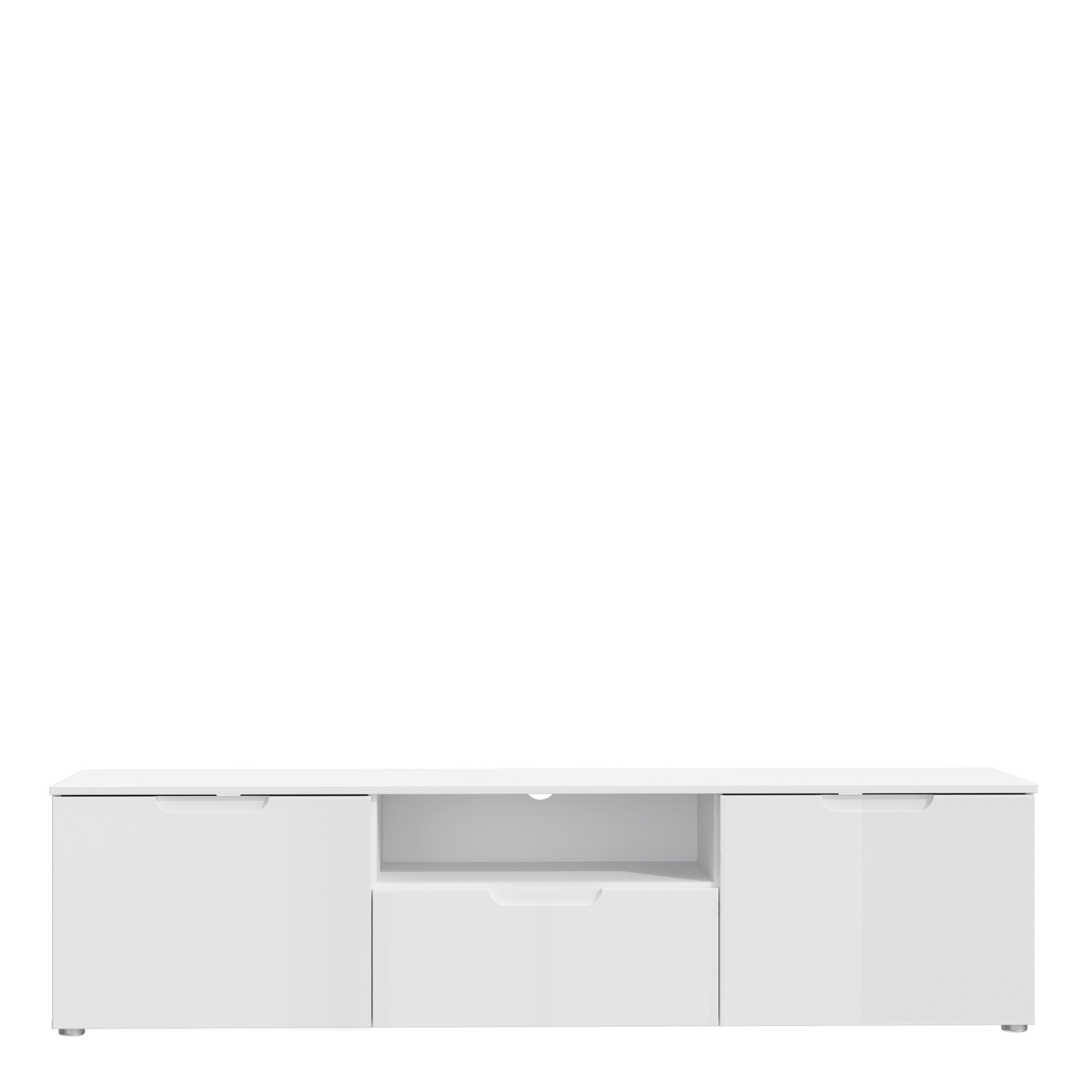 Sienna TV Unit in White/White High Gloss – FTG, view 2
