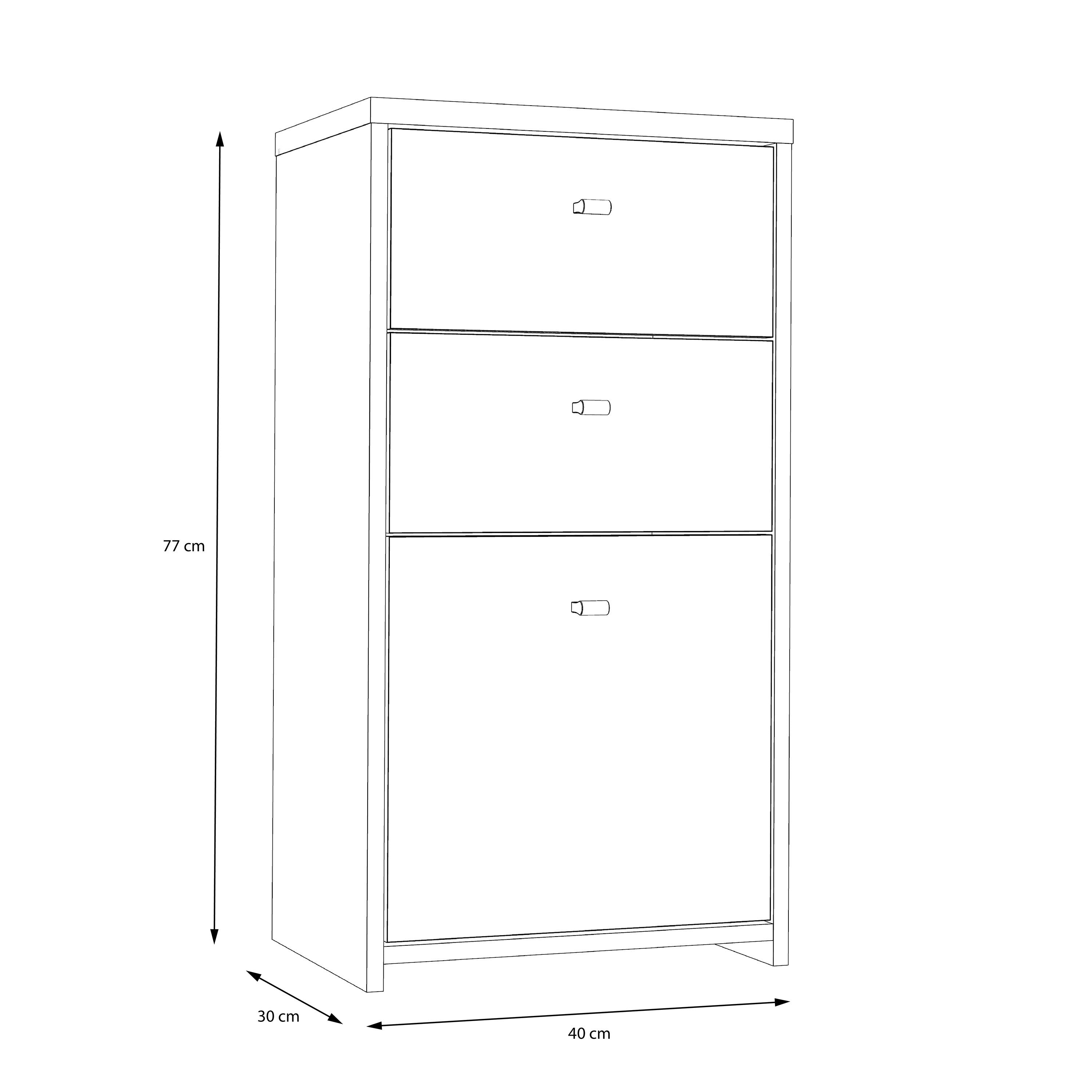 Best Chest Storage Cabinet 2 Drawers 1 Door in Concrete Optic Dark Grey/Old - Wood Vintage – FTG, view 6