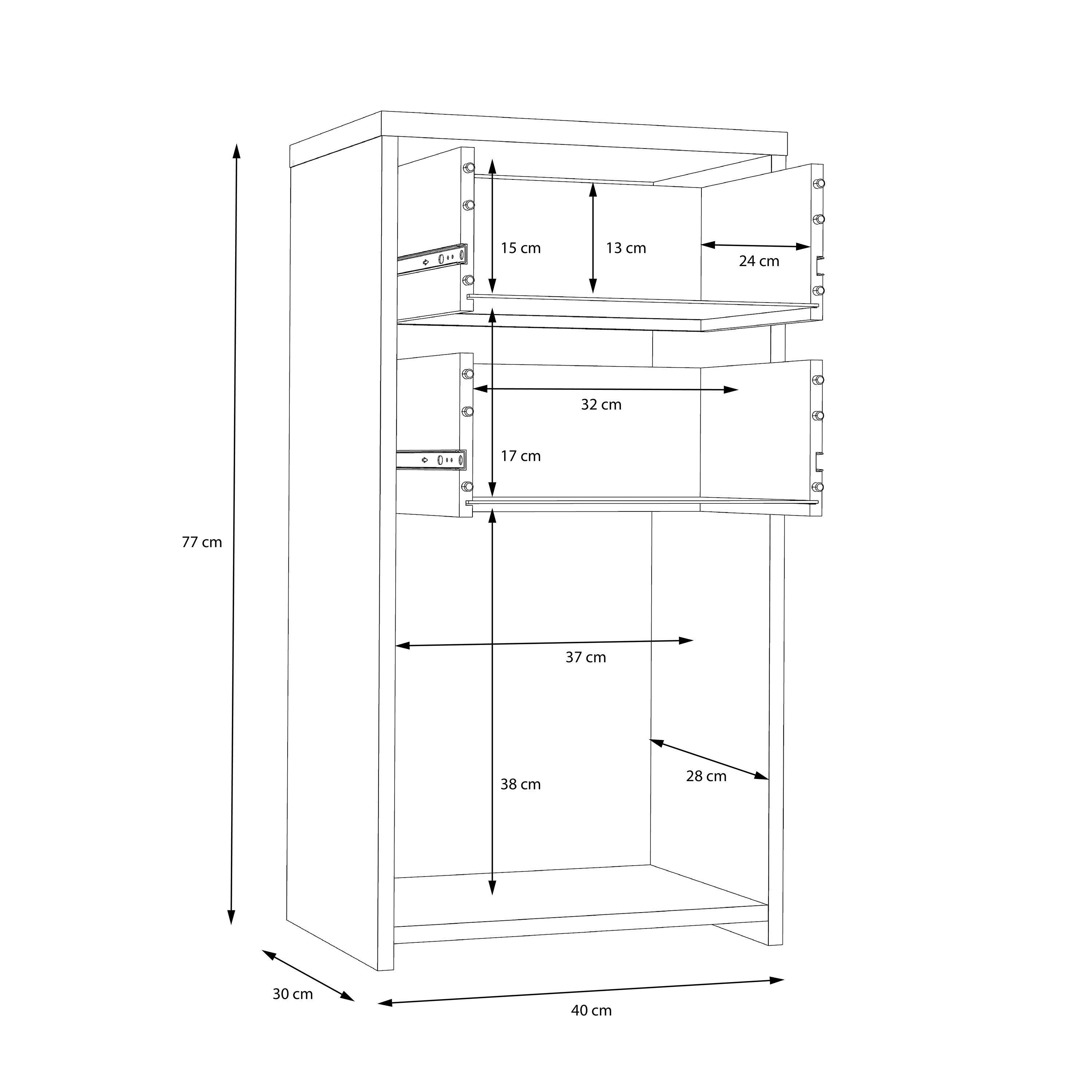 Best Chest Storage Cabinet 2 Drawers 1 Door in Concrete Optic Dark Grey/Old - Wood Vintage – FTG, view 7