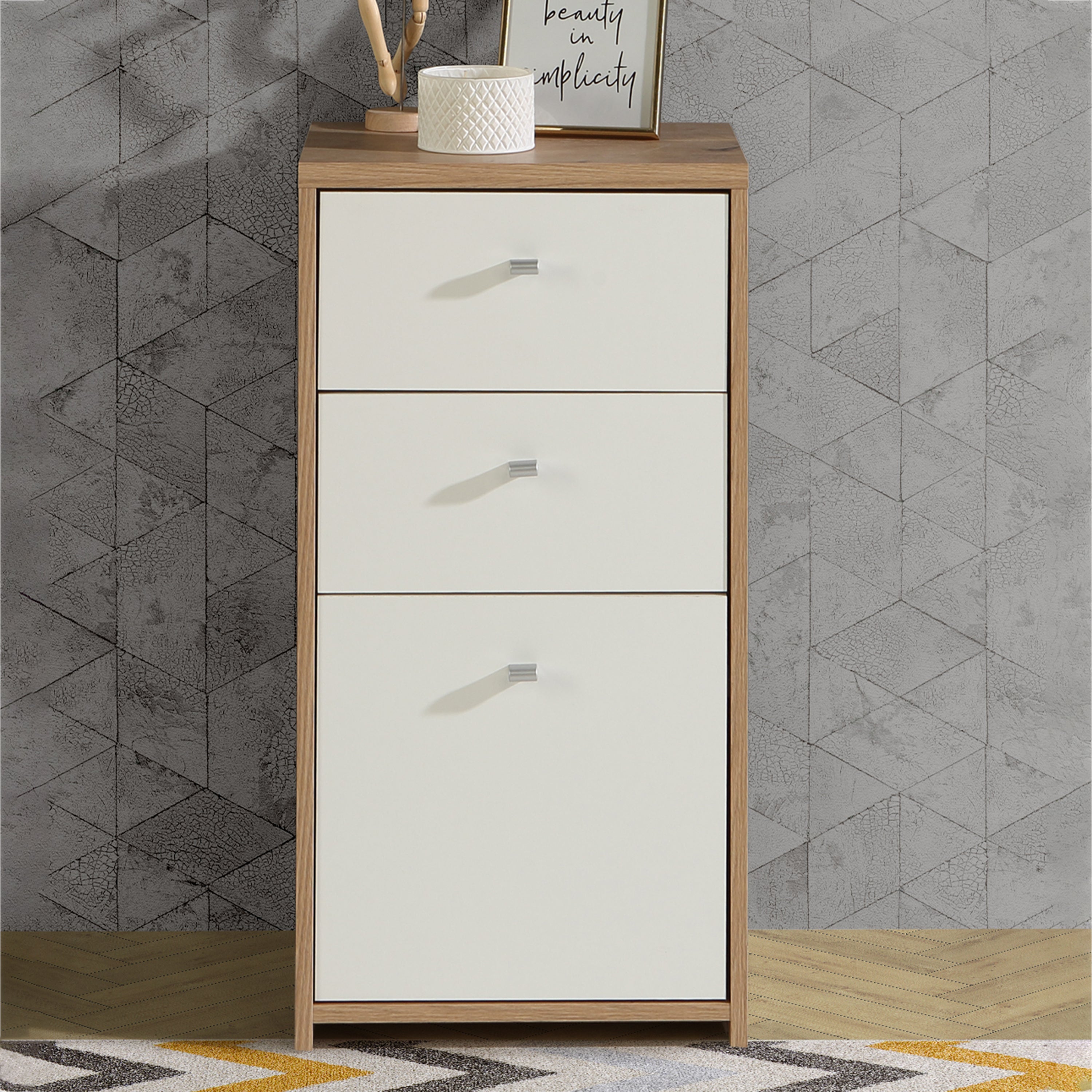 Best Chest Storage Cabinet 2 Drawers 1 Door in Artisan Oak/White – FTG, view 7