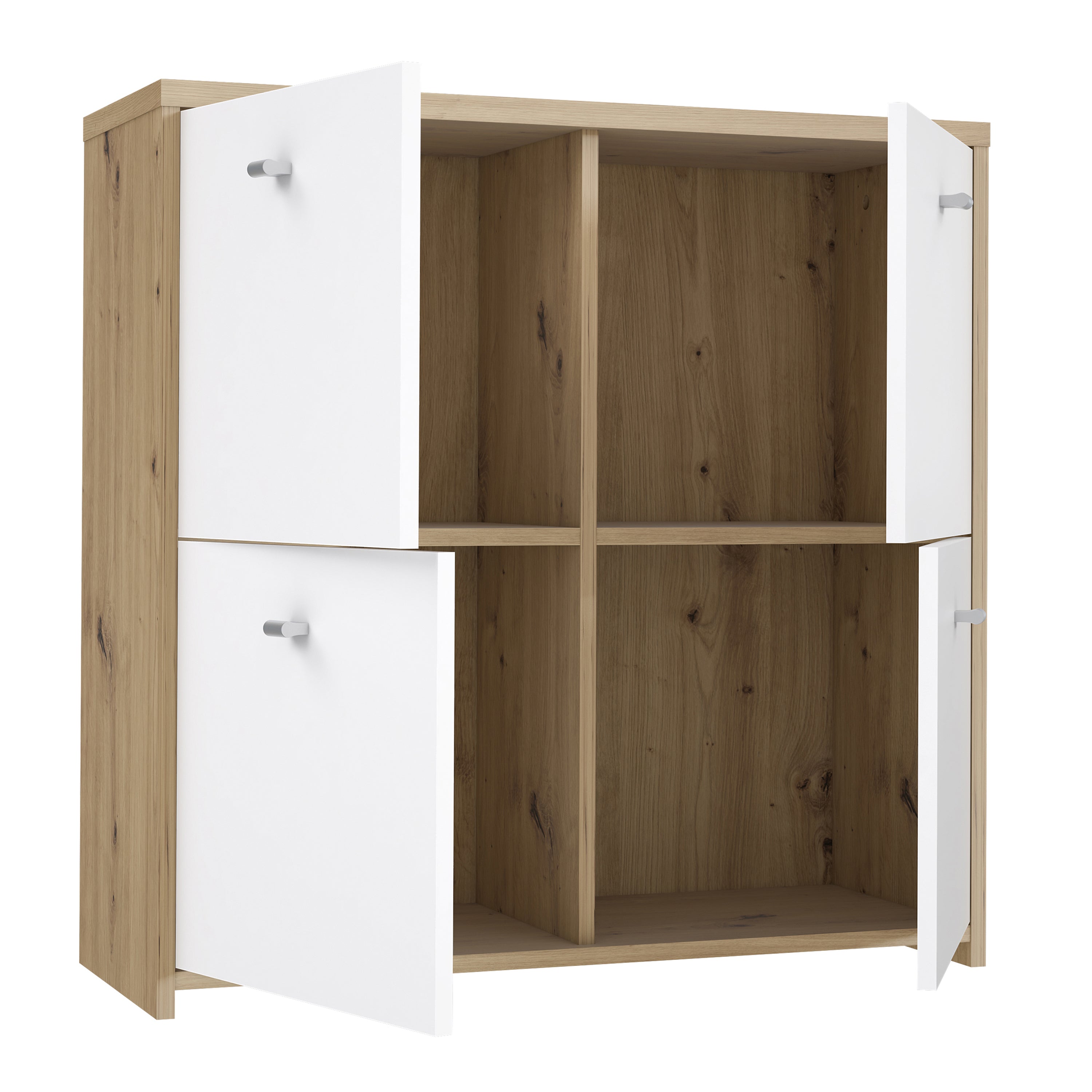 Best Chest Storage Cabinet with 4 Doors in Artisan Oak/White – FTG, view 5