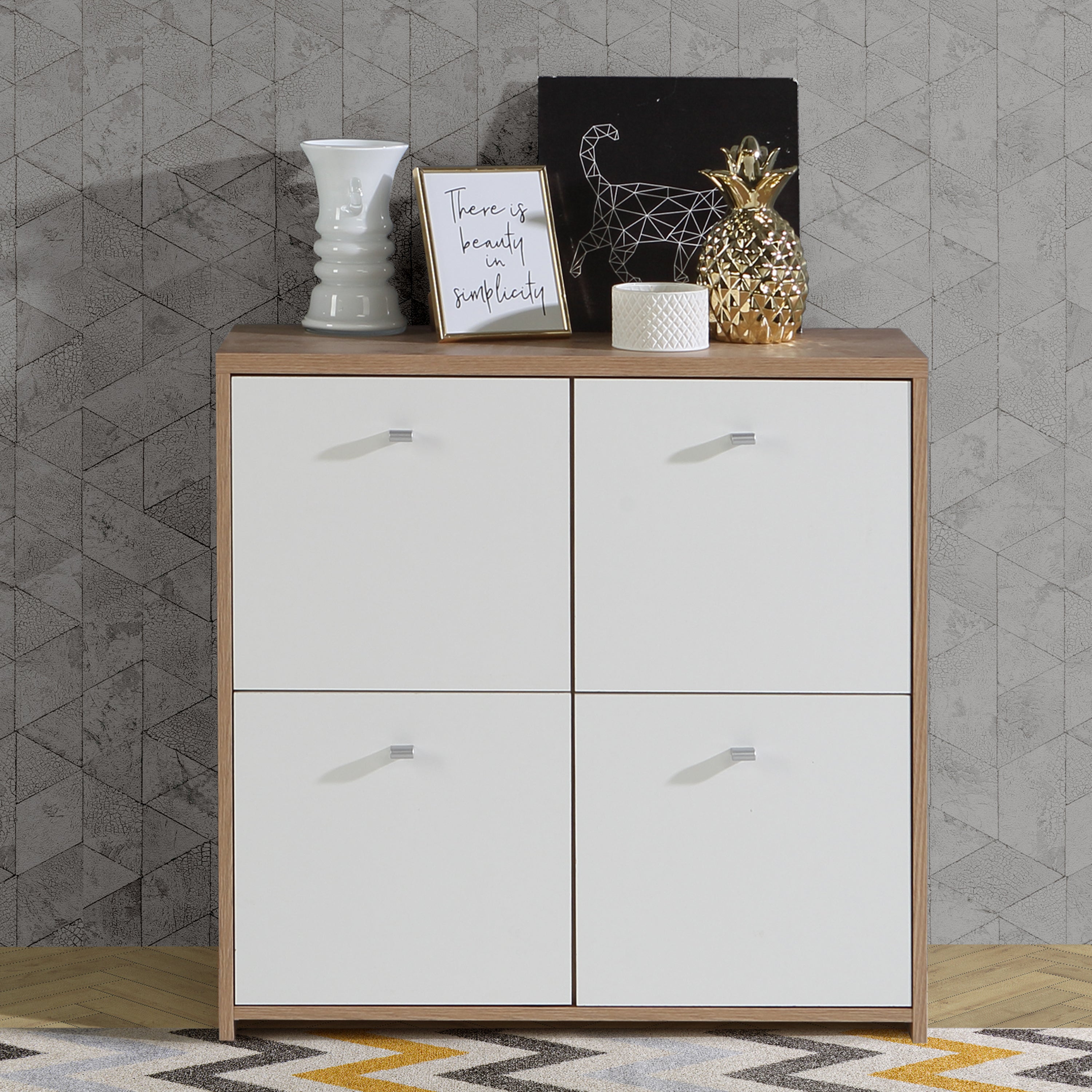 Best Chest Storage Cabinet with 4 Doors in Artisan Oak/White – FTG, view 7