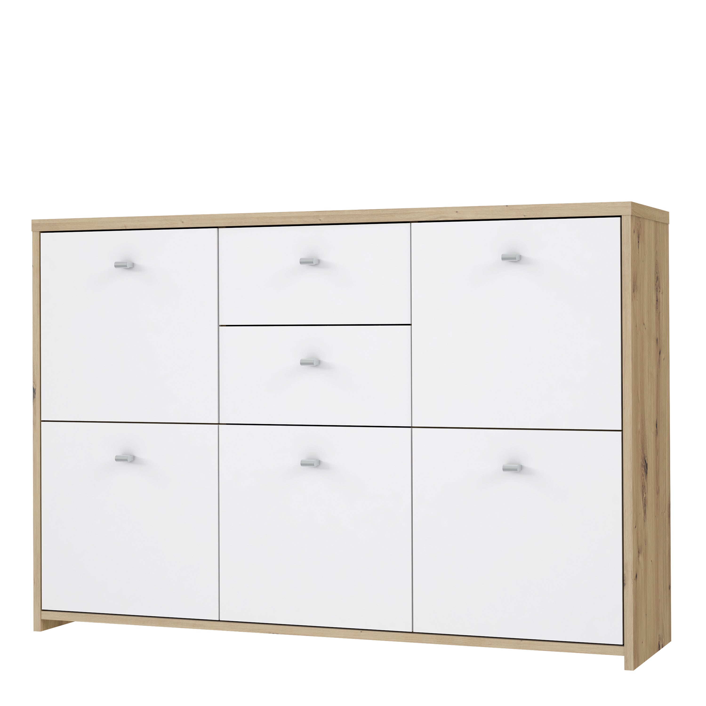 Best Chest Storage Cabinet with 2 Drawers and 5 Doors in Artisan Oak/White – FTG, view 3