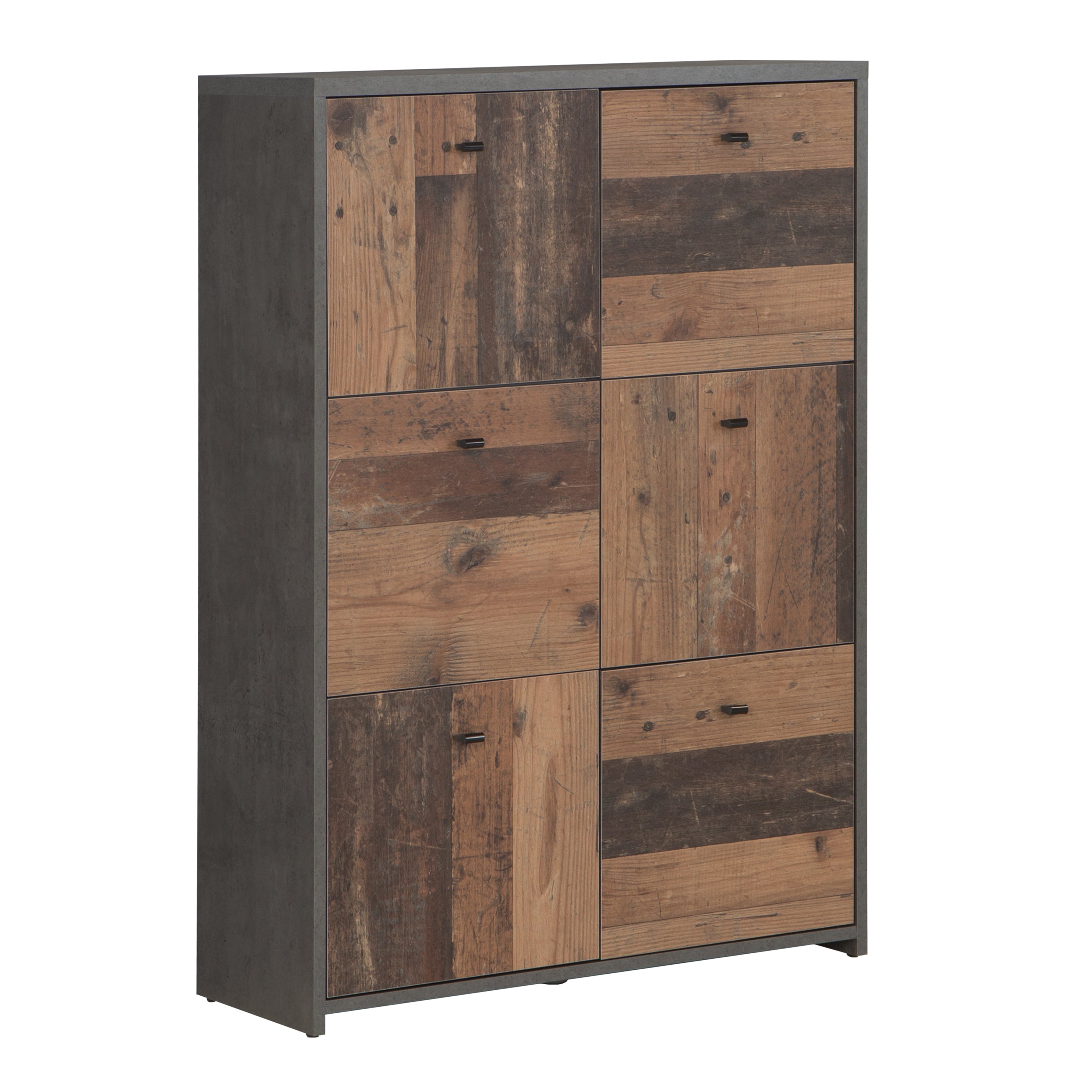 Best Chest Storage Cabinet with 6 Doors in Concrete Optic Dark Grey/Old - Wood Vintage – FTG