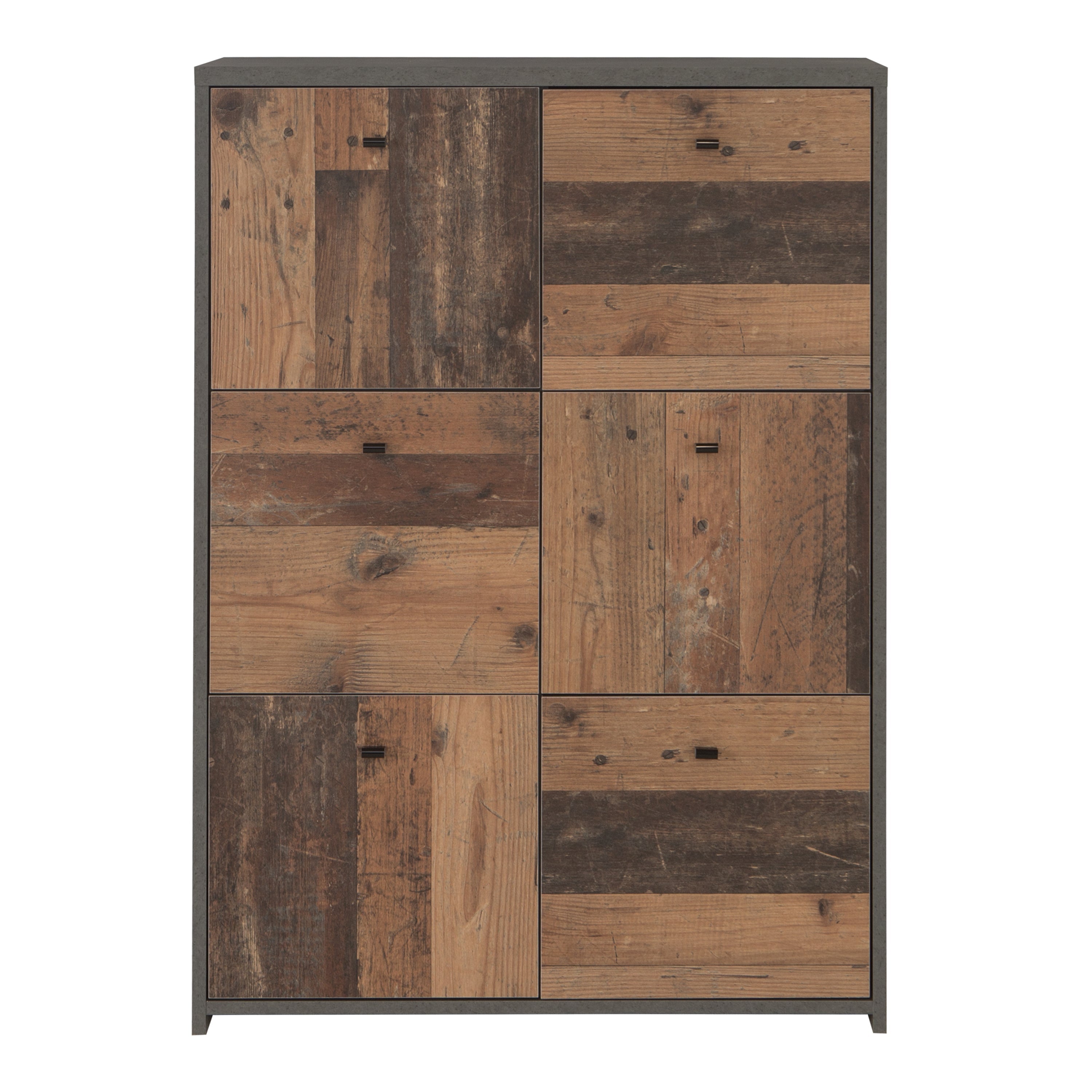 Best Chest Storage Cabinet with 6 Doors in Concrete Optic Dark Grey/Old - Wood Vintage – FTG, view 2