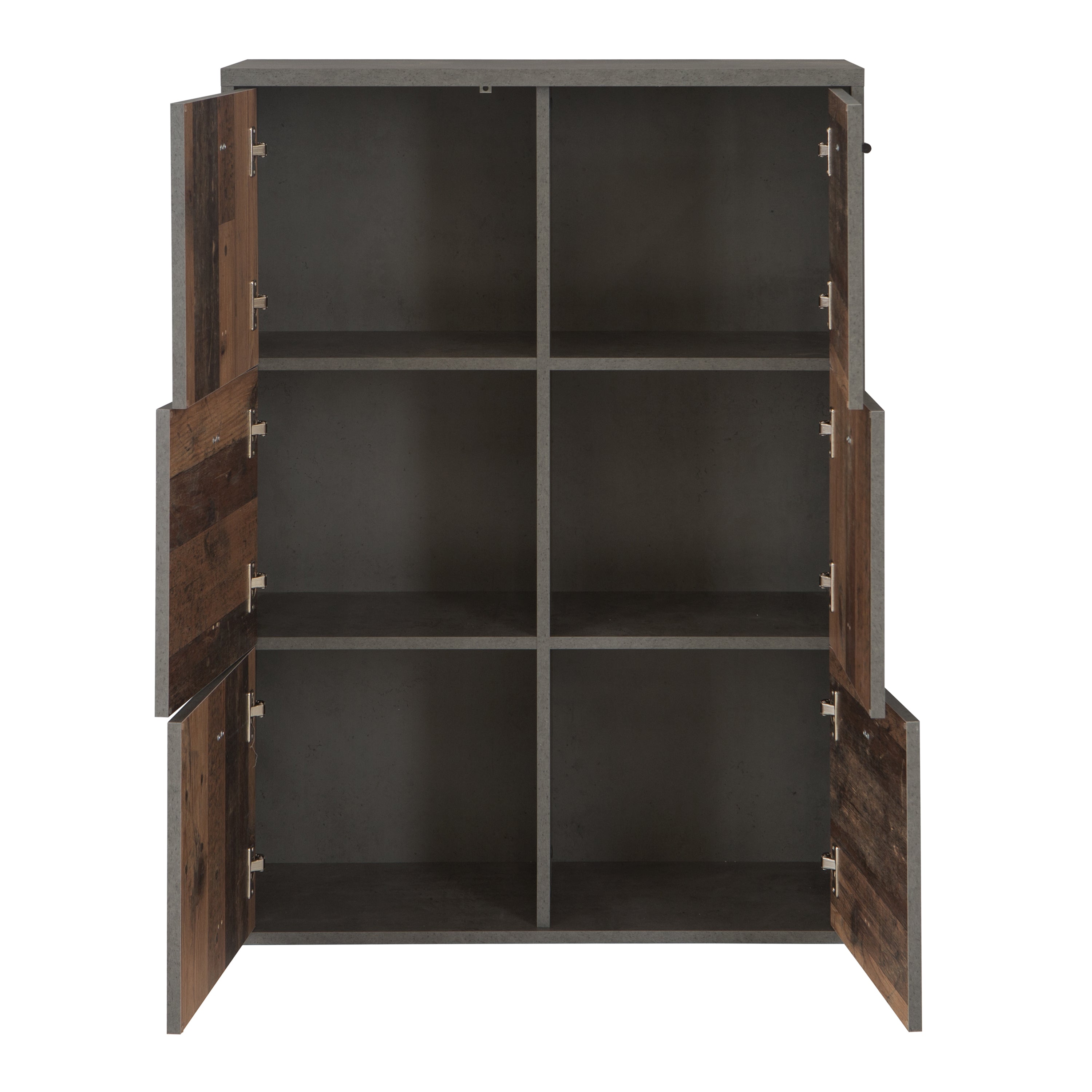 Best Chest Storage Cabinet with 6 Doors in Concrete Optic Dark Grey/Old - Wood Vintage – FTG, view 4