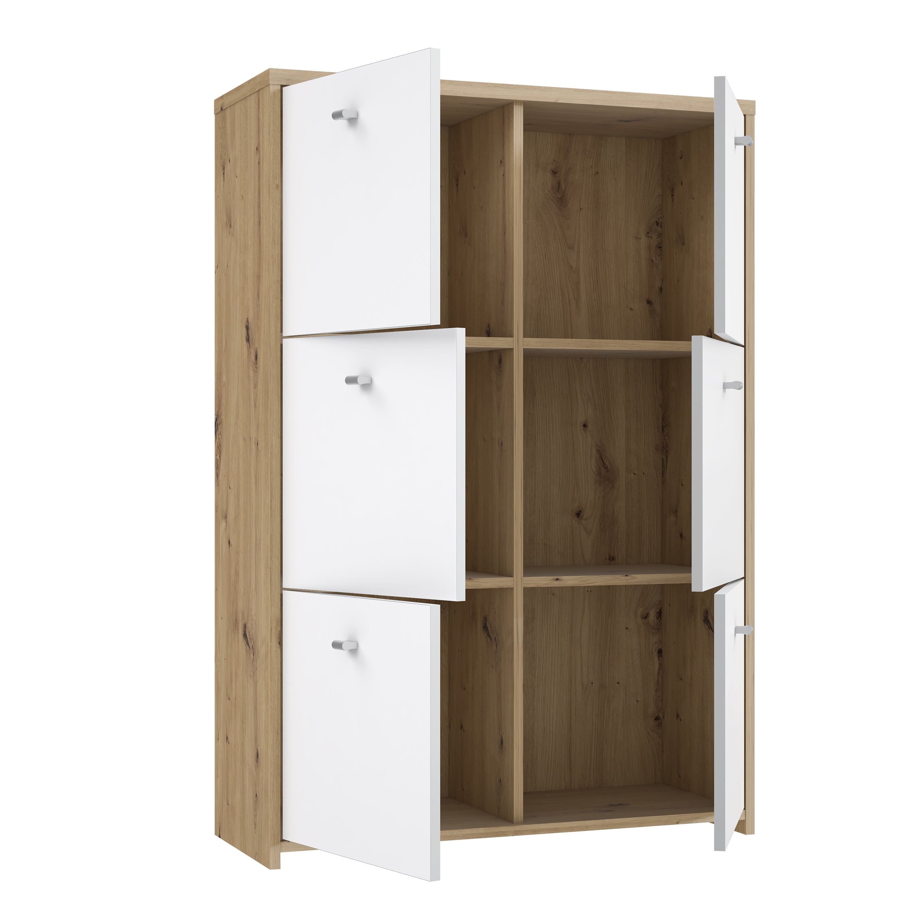Best Chest Storage Cabinet with 6 Doors in Artisan Oak/White – FTG, view 5