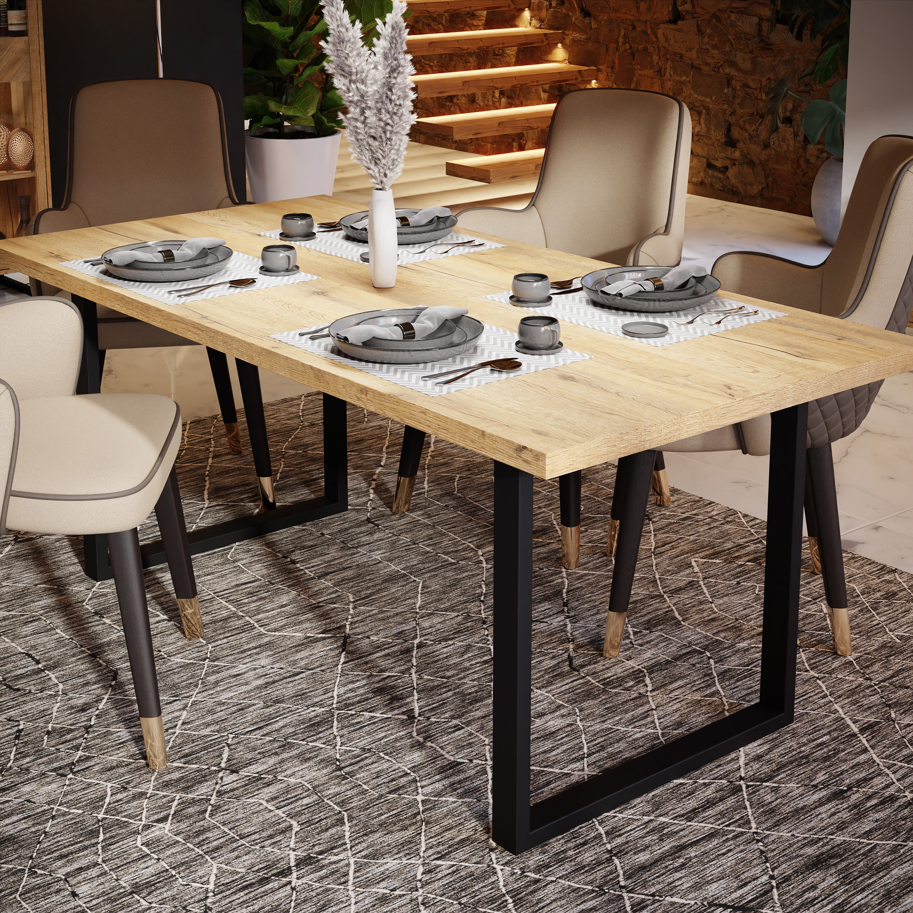 Nikomedes Dining Table in Bartex Oak – FTG, view 4