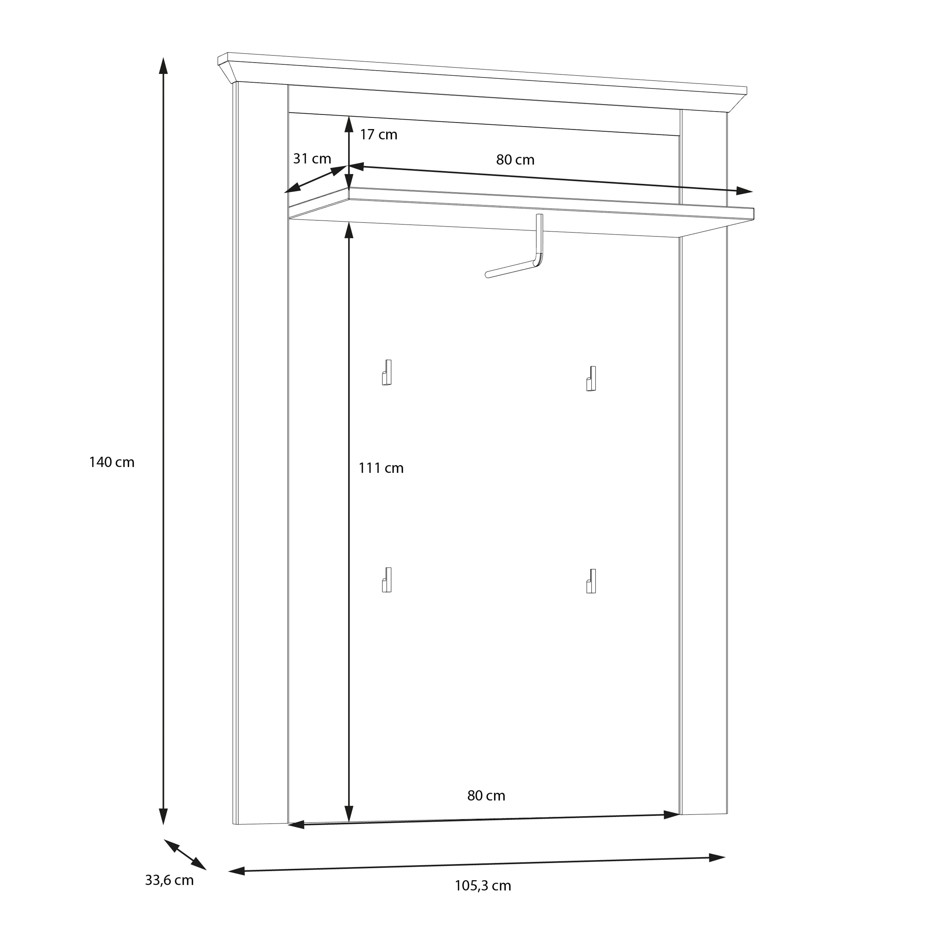 Illopa Wall Panel in Oak Nelson/Snowy Oak – FTG, view 6