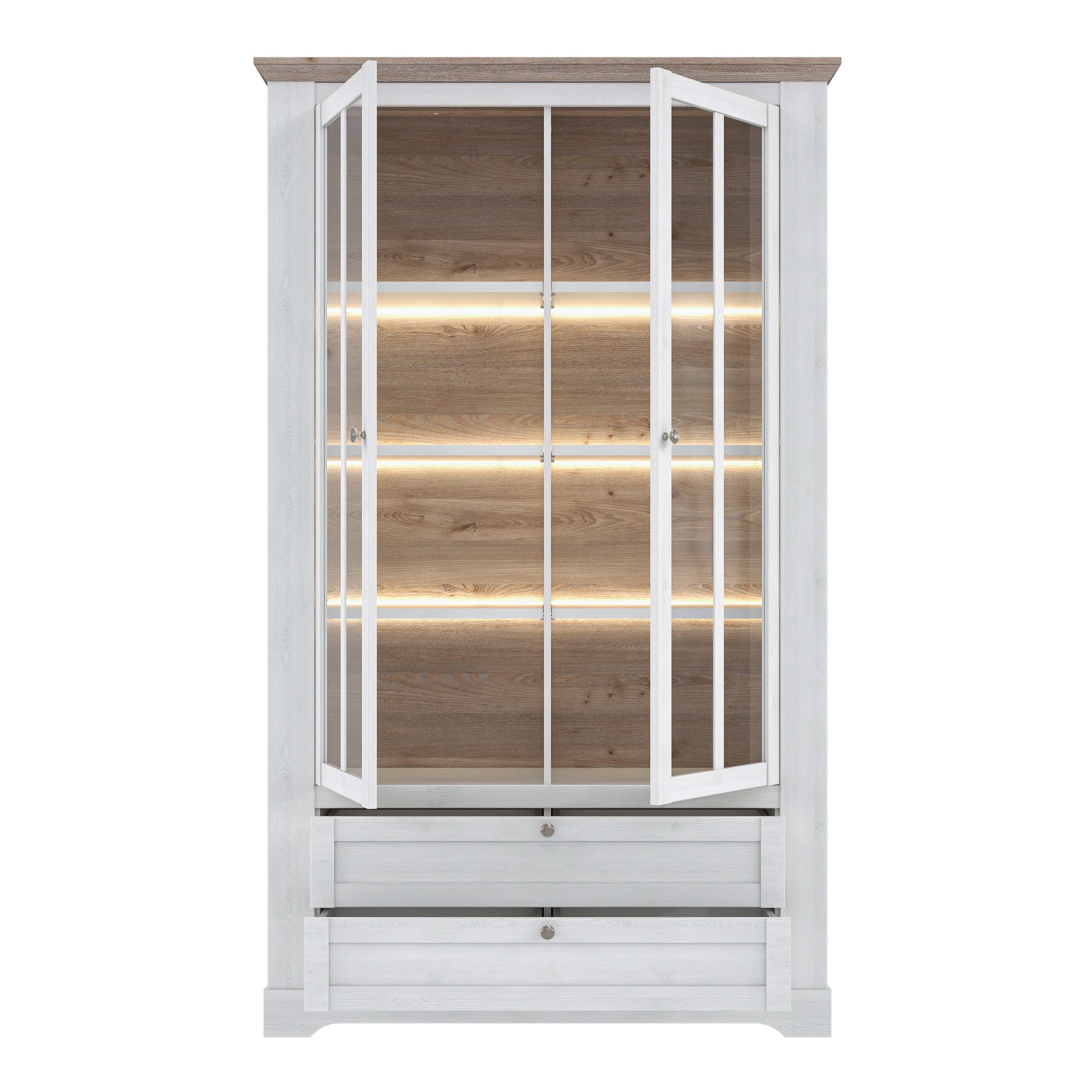 Illoppa Display Cabinet in Snowy Oak/Oak Nelson – FTG, view 4