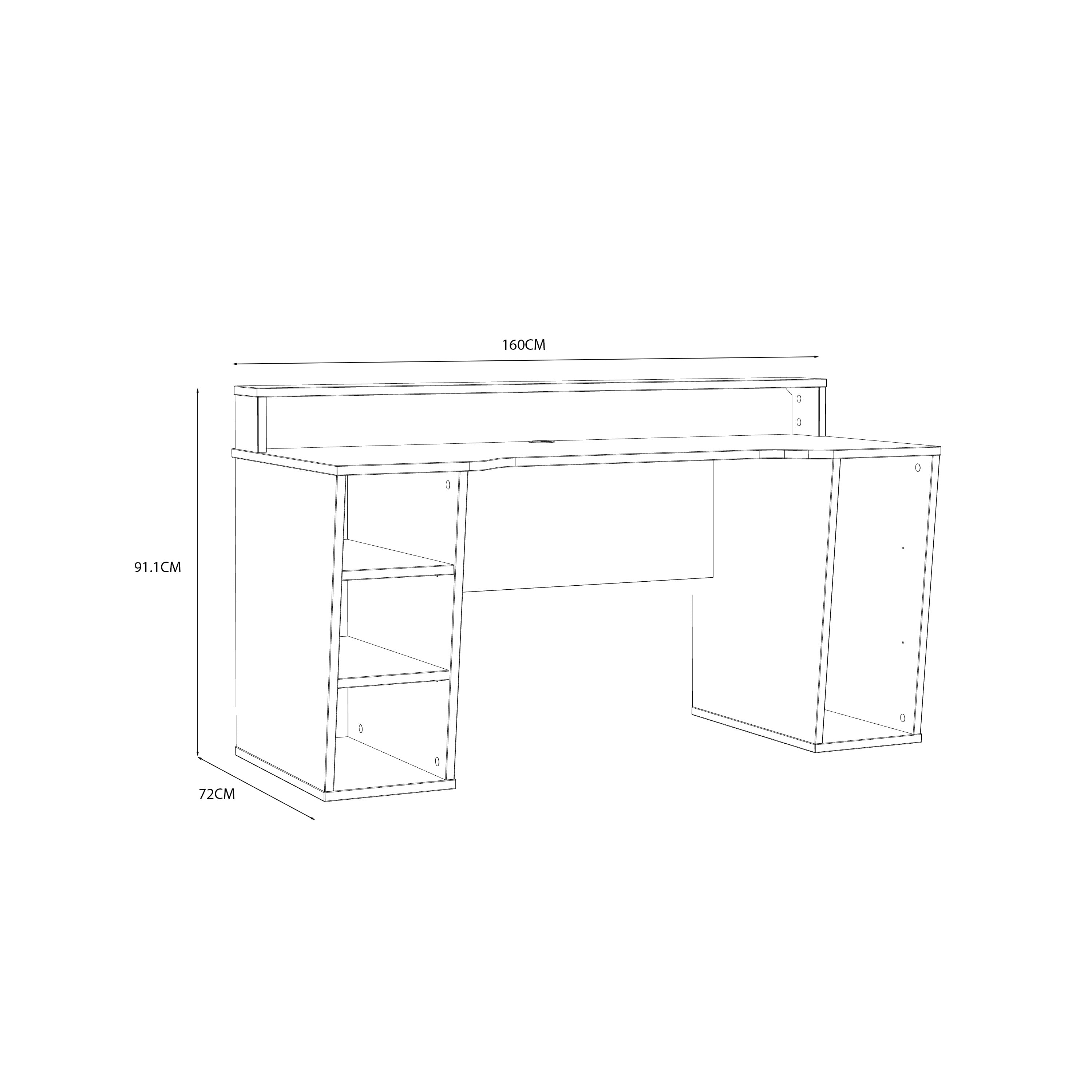 Tezaur Black Gaming Desk with White Trim and Colour Changing LED – FTG, view 6