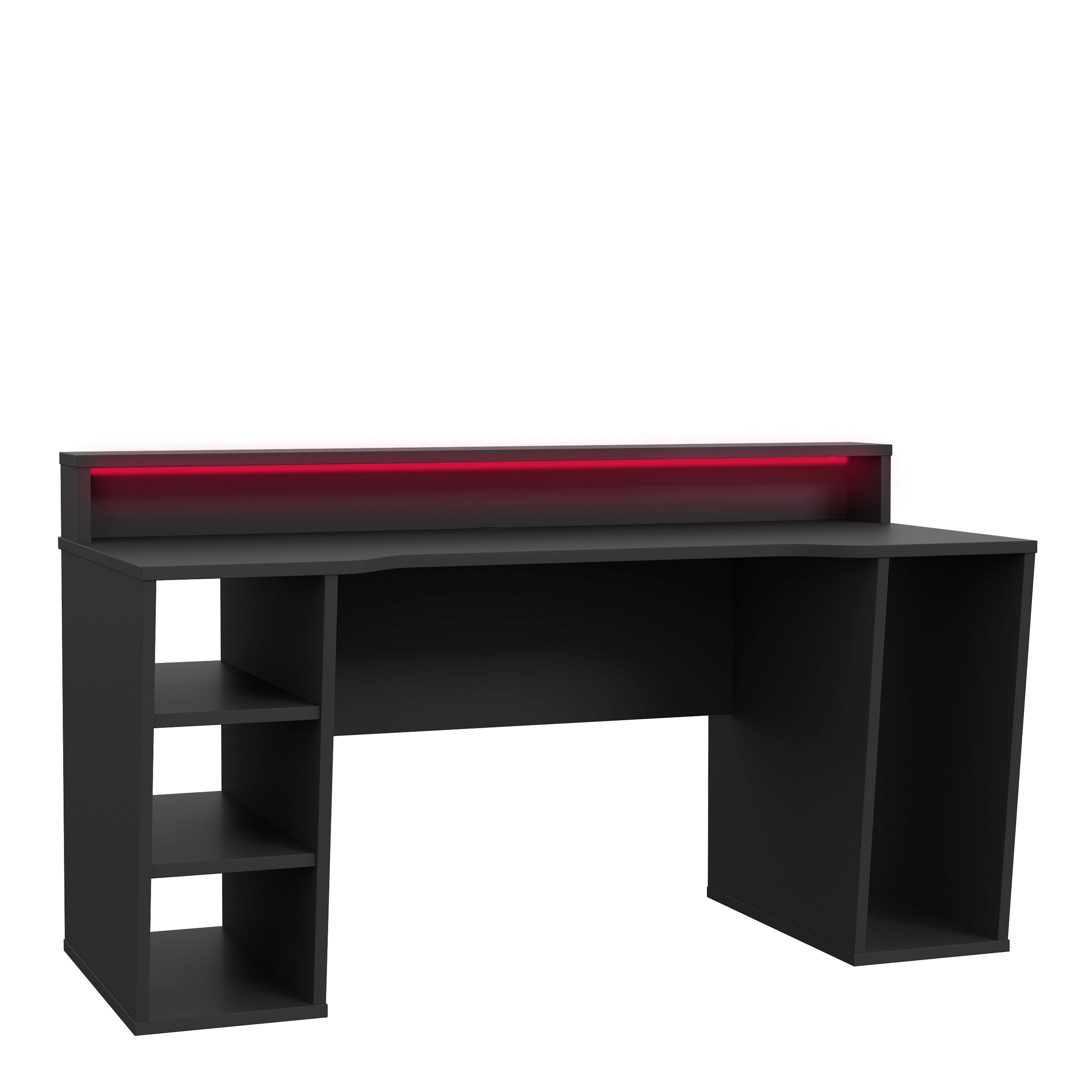 Tezaur Black Gaming Desk 2 Shelves with Colour Changing LED – FTG