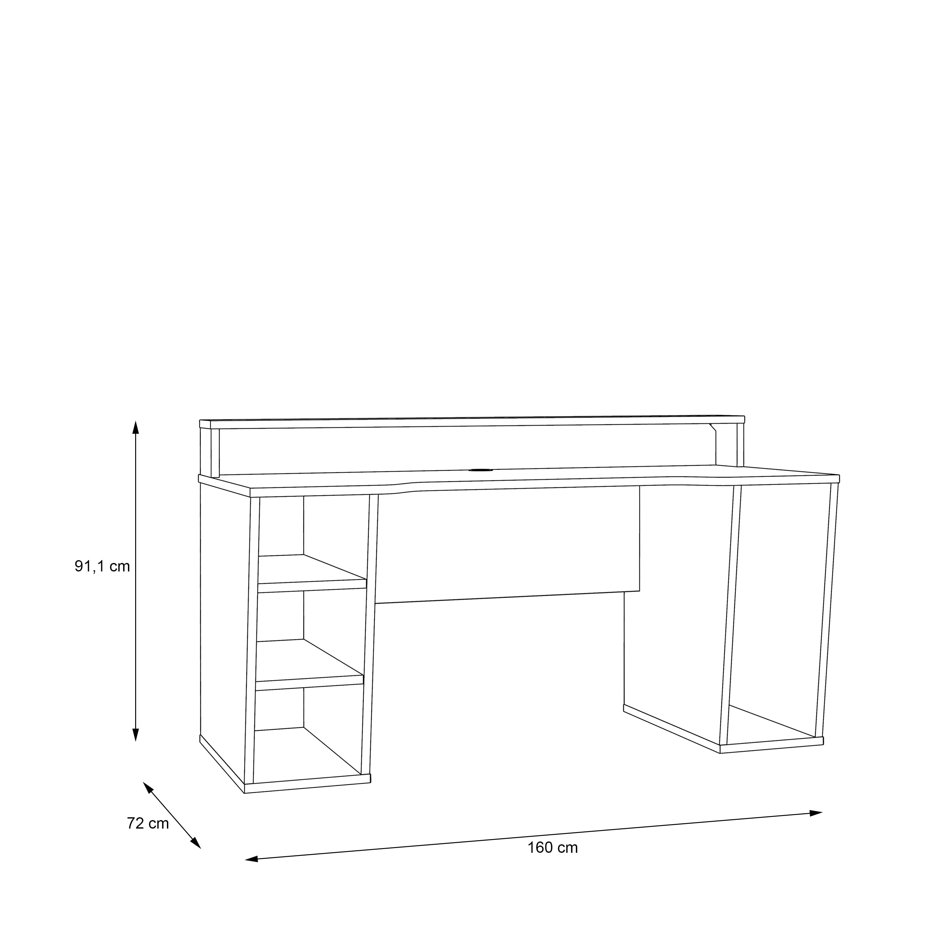Tezaur Black Gaming Desk 2 Shelves with Colour Changing LED – FTG, view 7