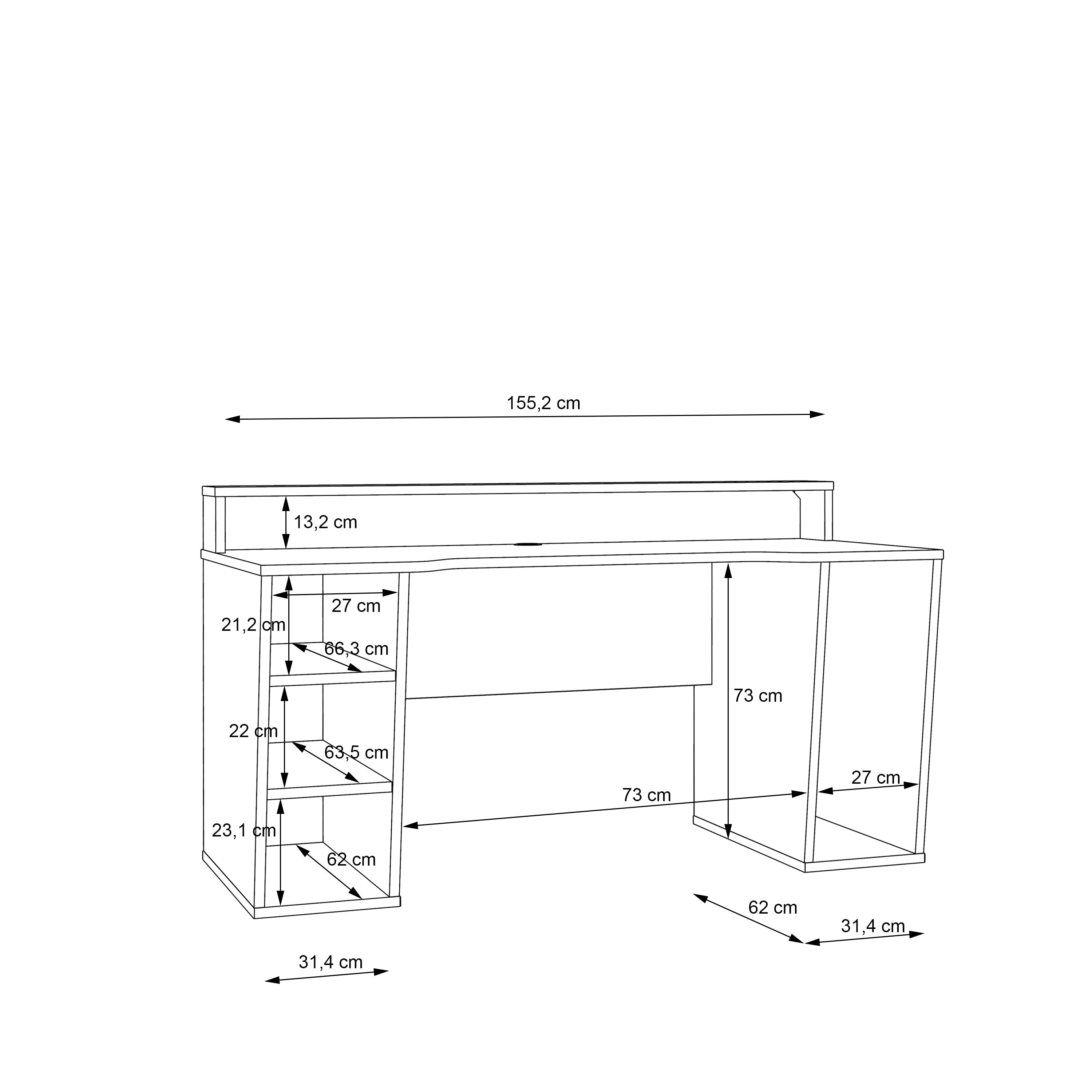 Tezaur Black Gaming Desk 2 Shelves with Colour Changing LED – FTG, view 8