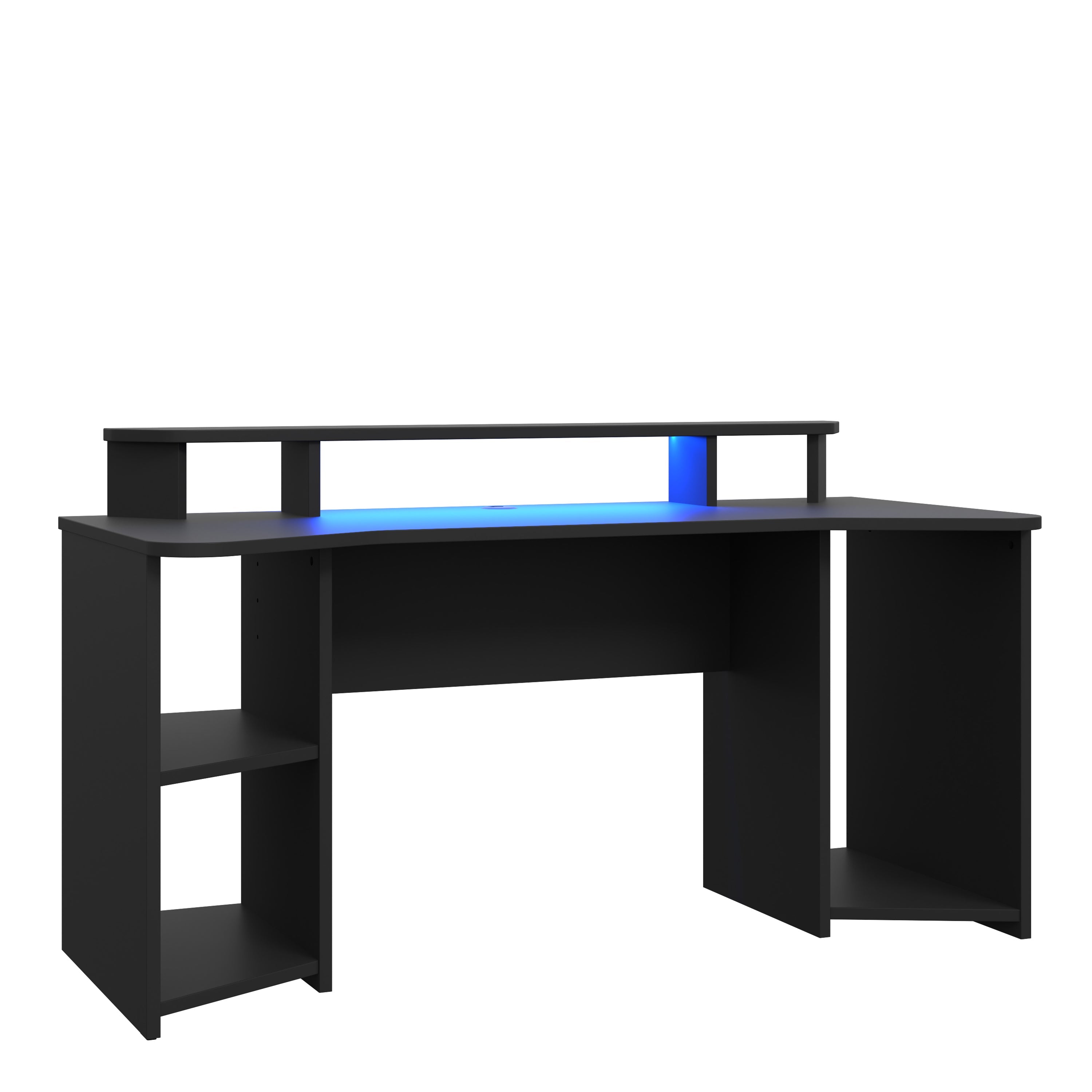 Tezaur Curved Black Gaming Desk with Colour Changing LED – FTG