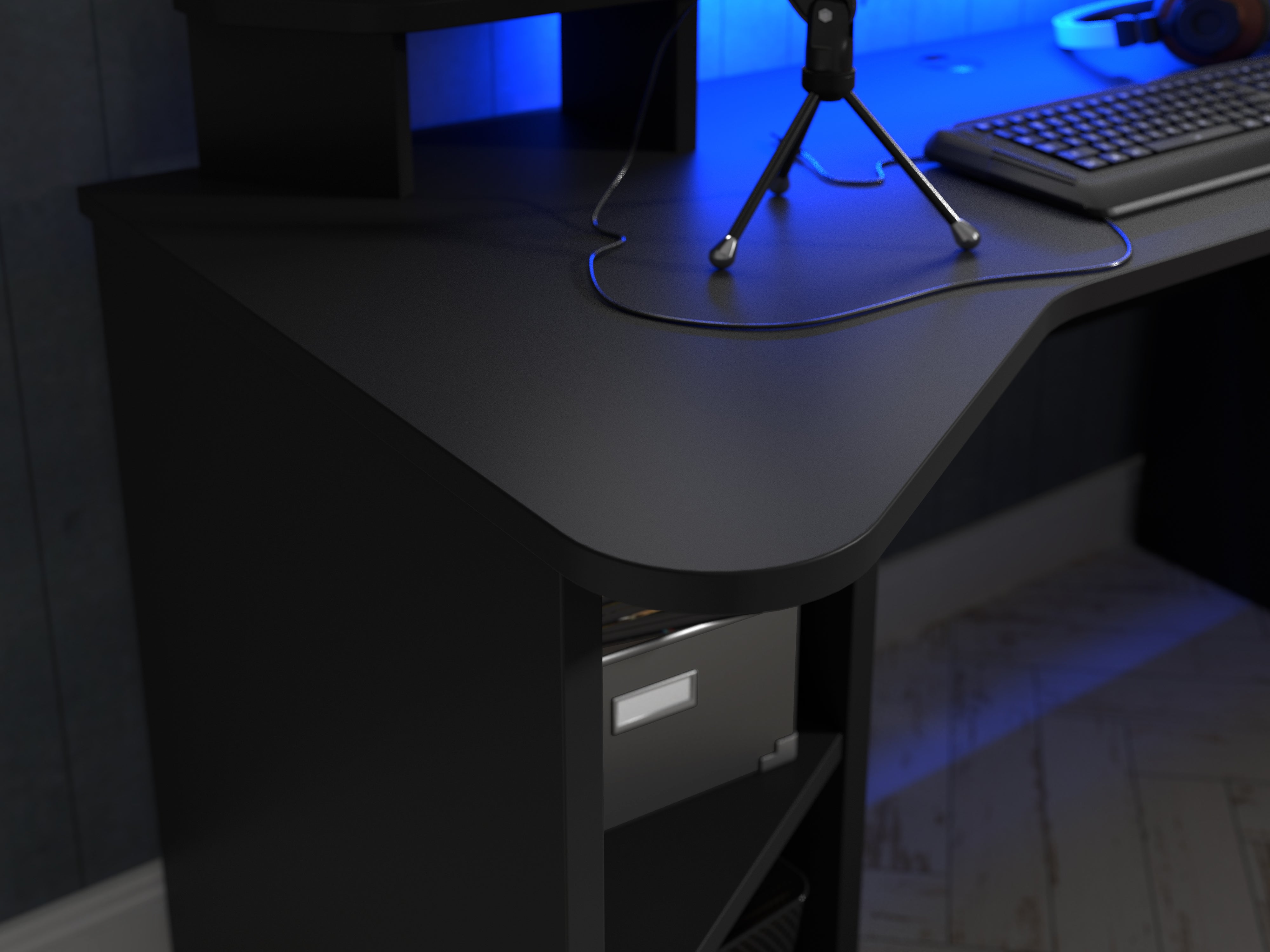 Tezaur Black Gaming Desk with Colour Changing LED – FTG, view 6