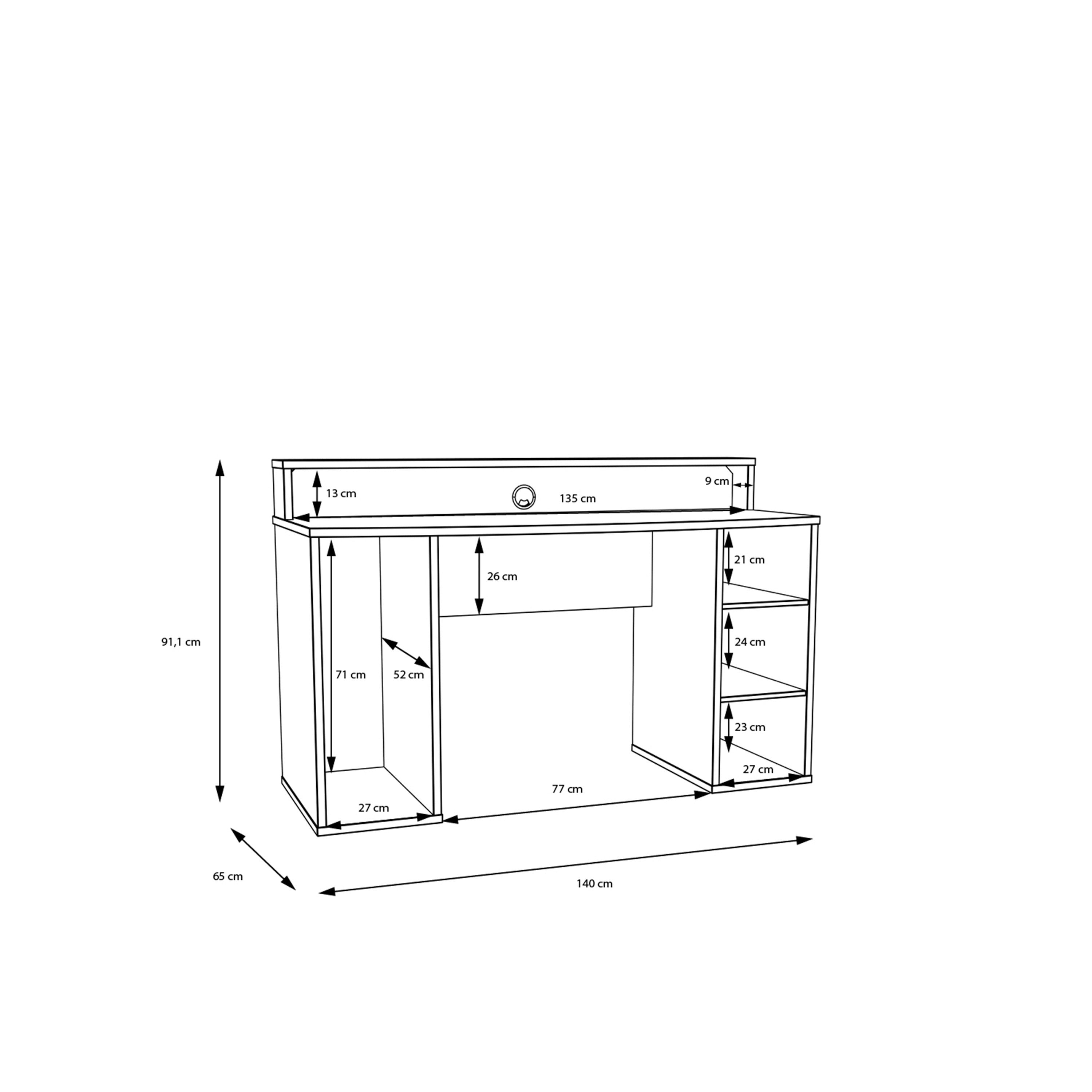 Tezaur Black Gaming Desk with Colour Changing LED – FTG, view 8