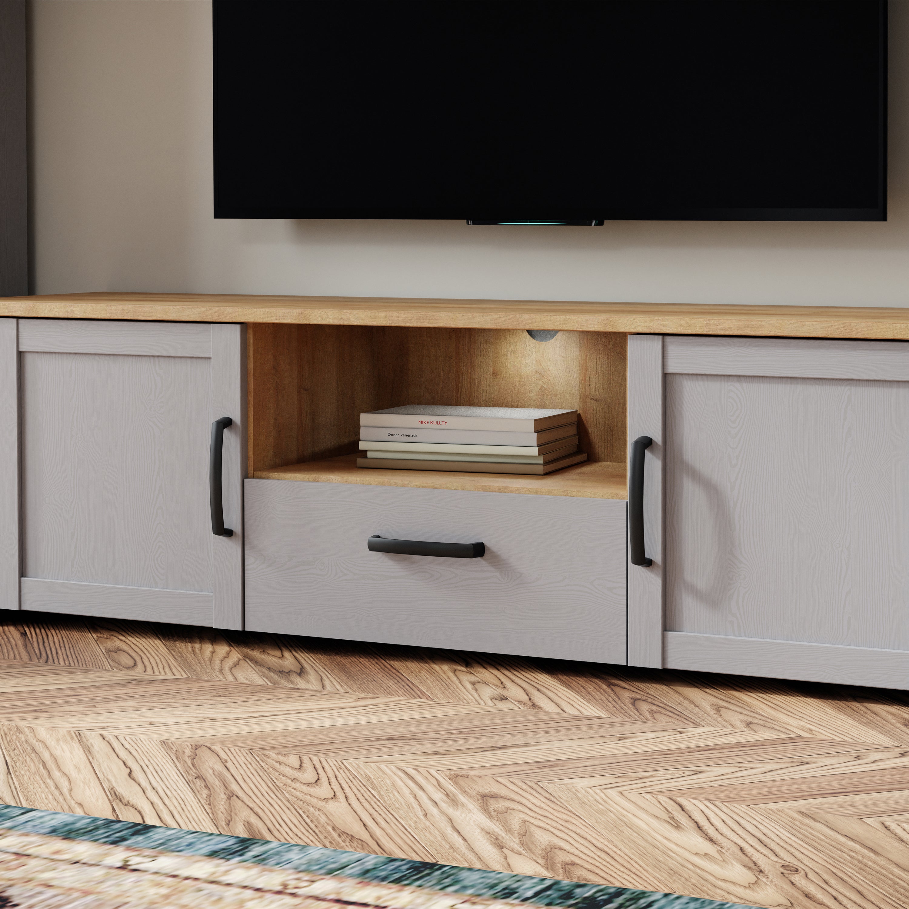 Bohol TV Unit Inc. LED Light in Riviera Oak/Grey Oak – FTG, view 6