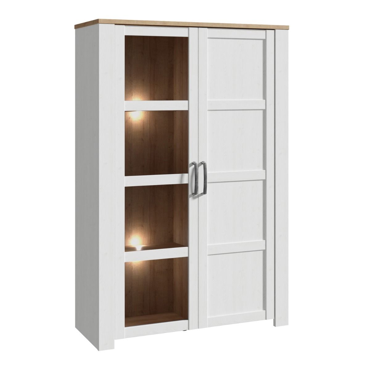 Bohol Display Cabinet inc. 2x LED Lights in Riviera Oak/White – FTG