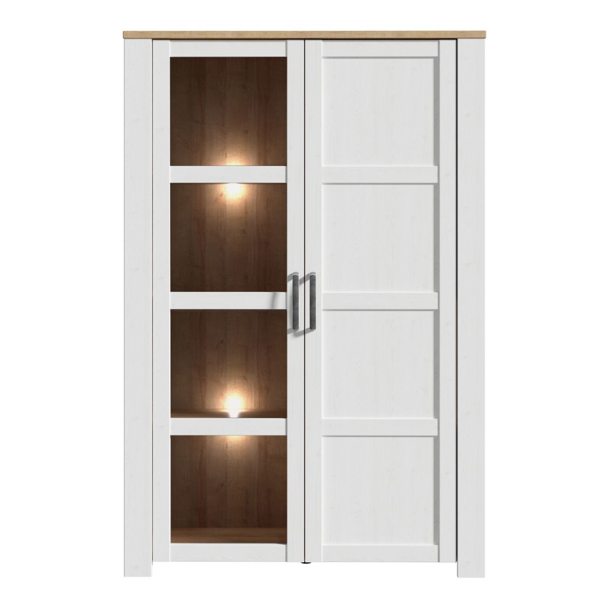 Bohol Display Cabinet inc. 2x LED Lights in Riviera Oak/White – FTG, view 3