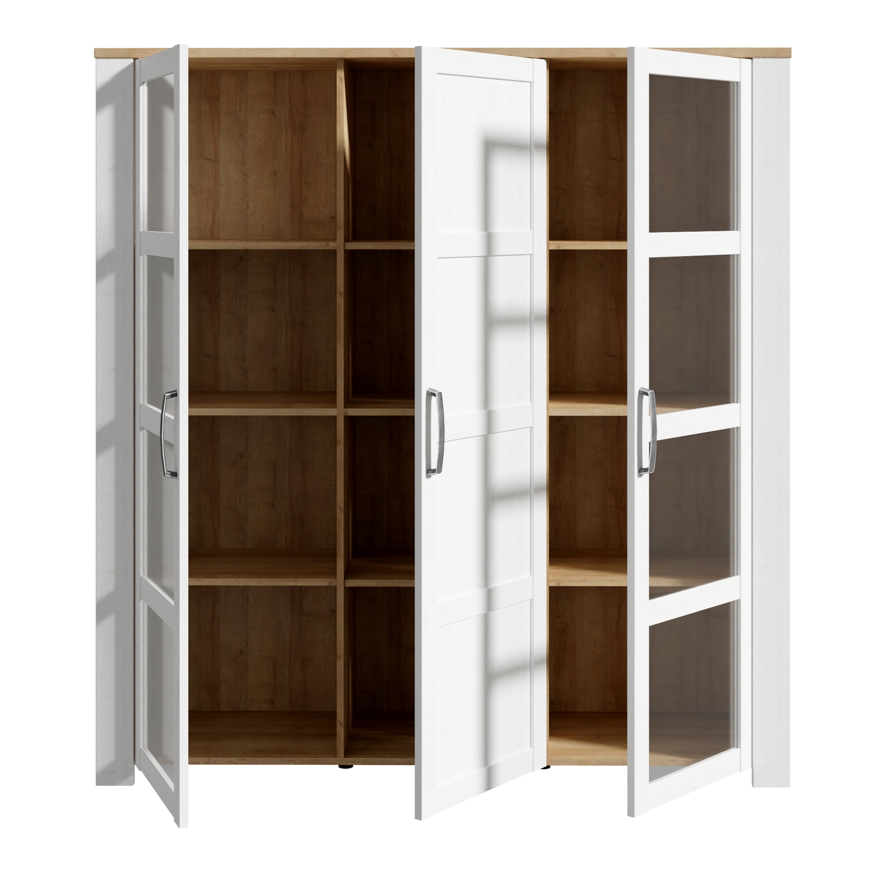 Bohol Large Display Cabinet inc. 4x LED Lights in Riviera Oak/White – FTG, view 3