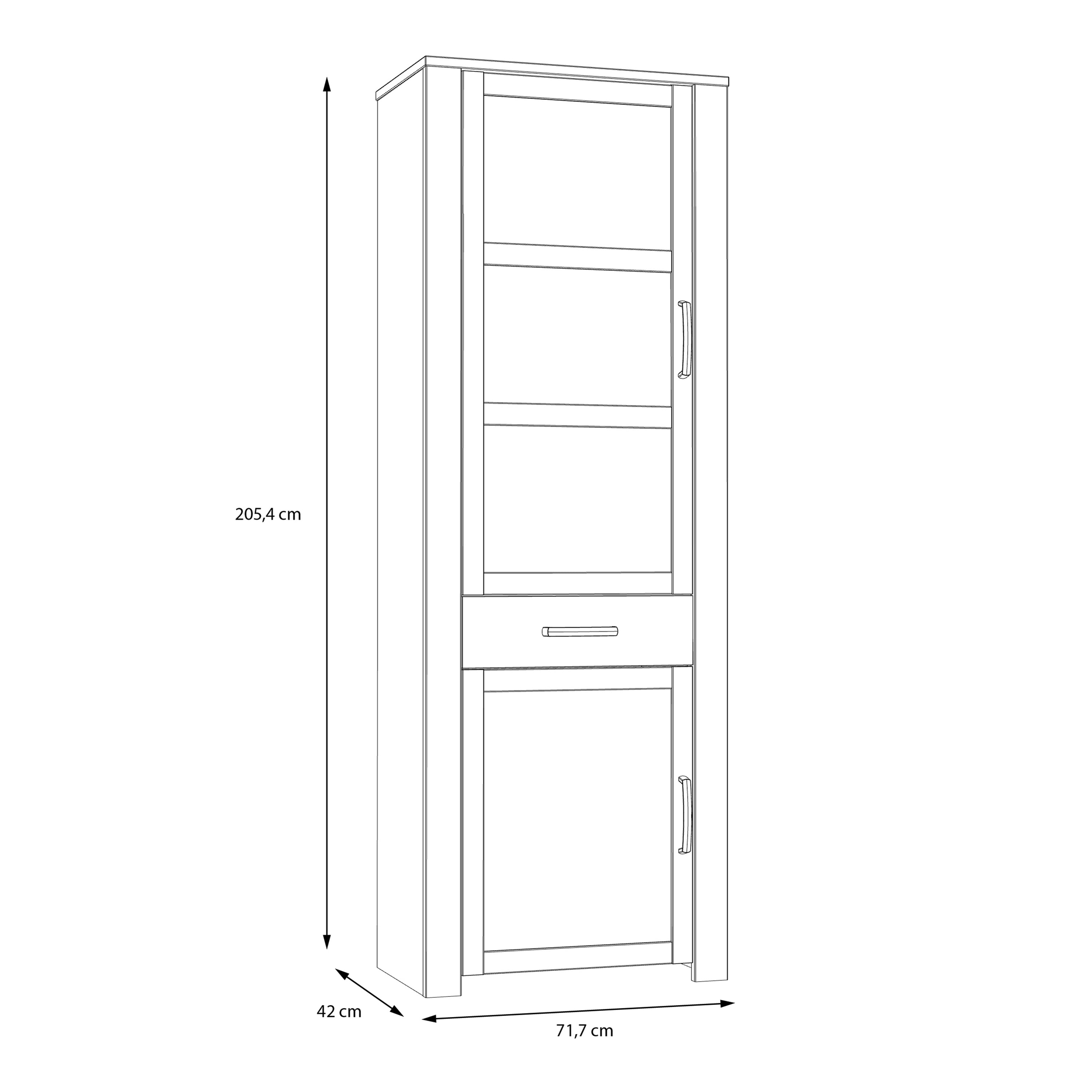 Bohol Narrow Display Cabinet inc. 2x LED Lights in Riviera Oak/Grey Oak – FTG, view 6