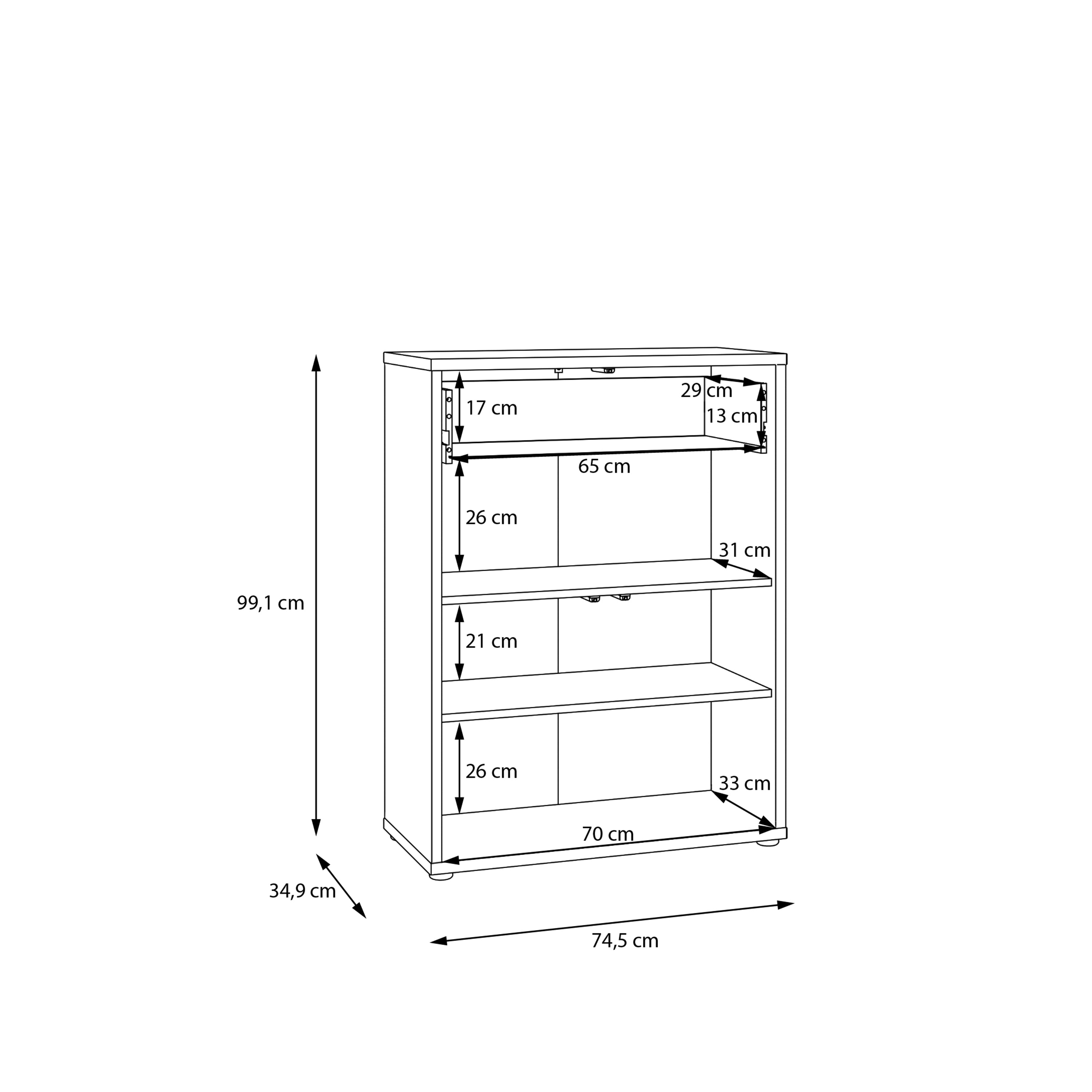 Alice Springs Compact Shoe Cabinet with 2 Doors Push-to-Open & 1 Drawer Push-to-Open in Night Blue