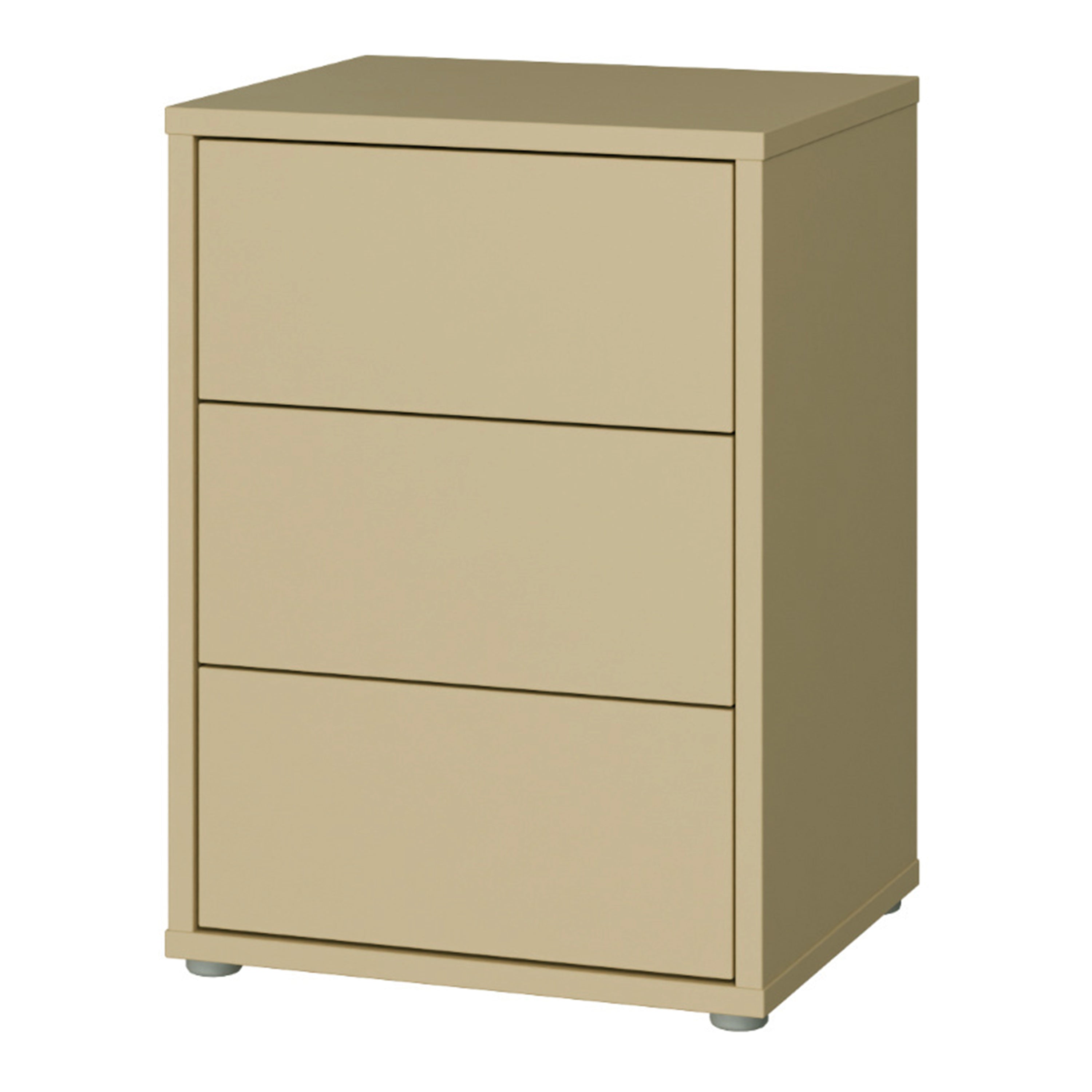 Alice Springs Bedside Cabinet with 3 Drawers Push-to-Open in Butter Yellow