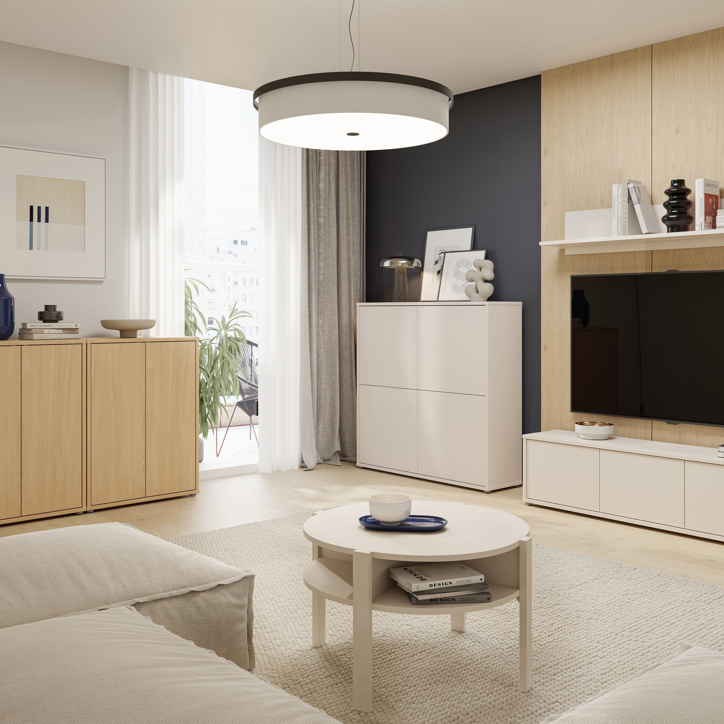Alice Springs 4 Door Storage Cabinet with Push-to-Open Doors in Sand