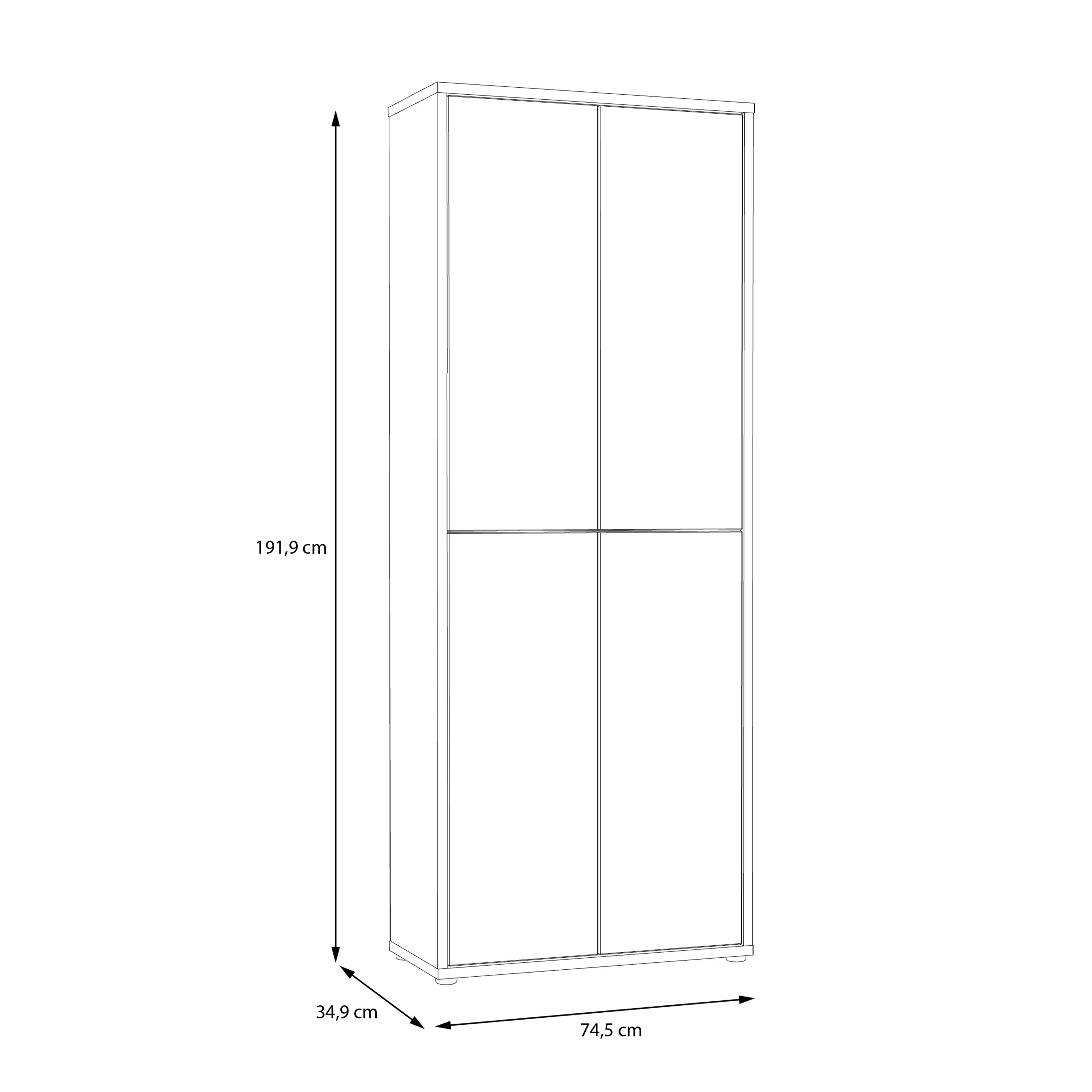 Alice Springs Shoe Cabinet with 4 Doors Push-to-Open in Artisan Oak and Sage Green Doors
