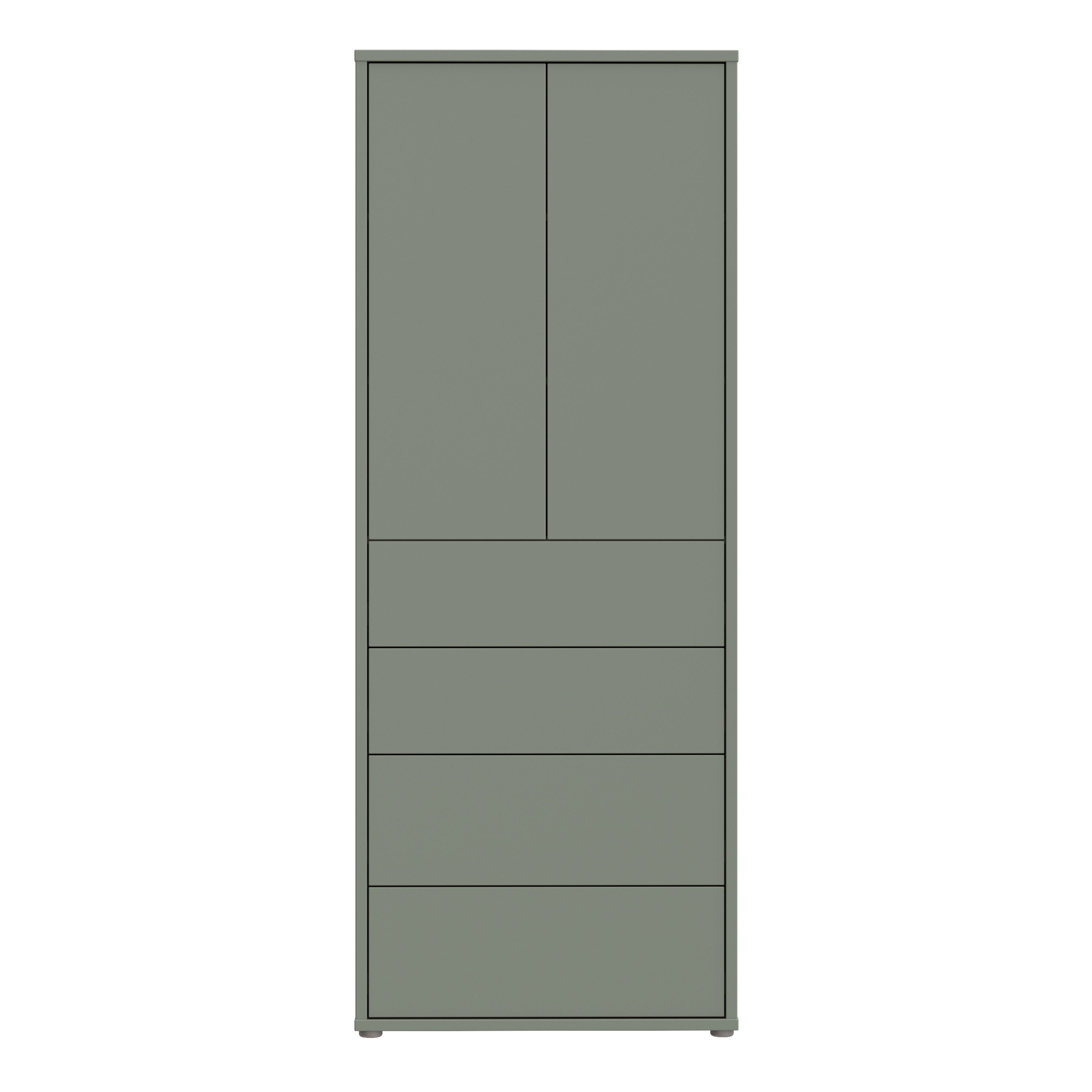 Alice Springs Tall Storage Cabinet with Push-to-Open Doors & 4 Drawers in Sage Green