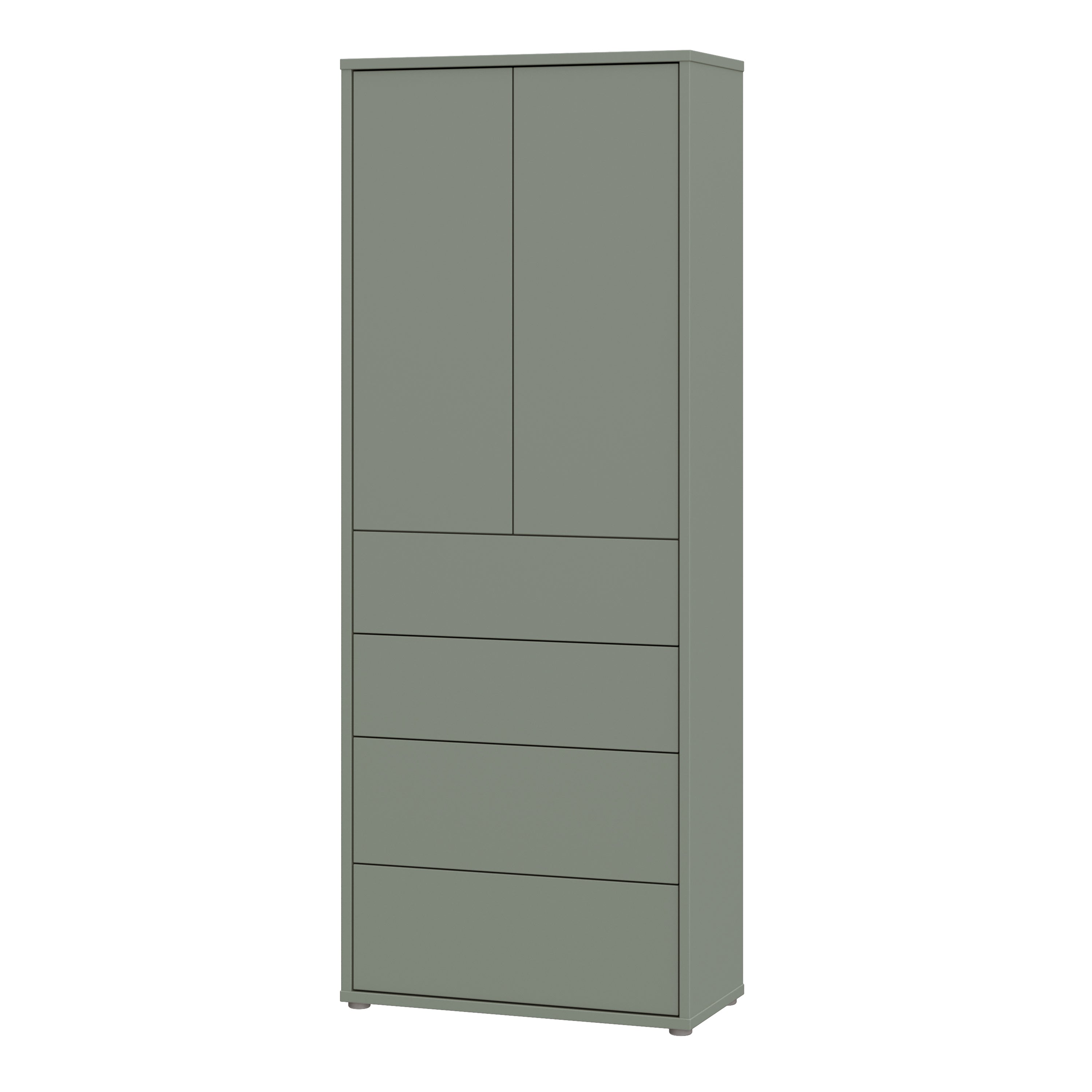 Alice Springs Tall Storage Cabinet with Push-to-Open Doors & 4 Drawers in Sage Green