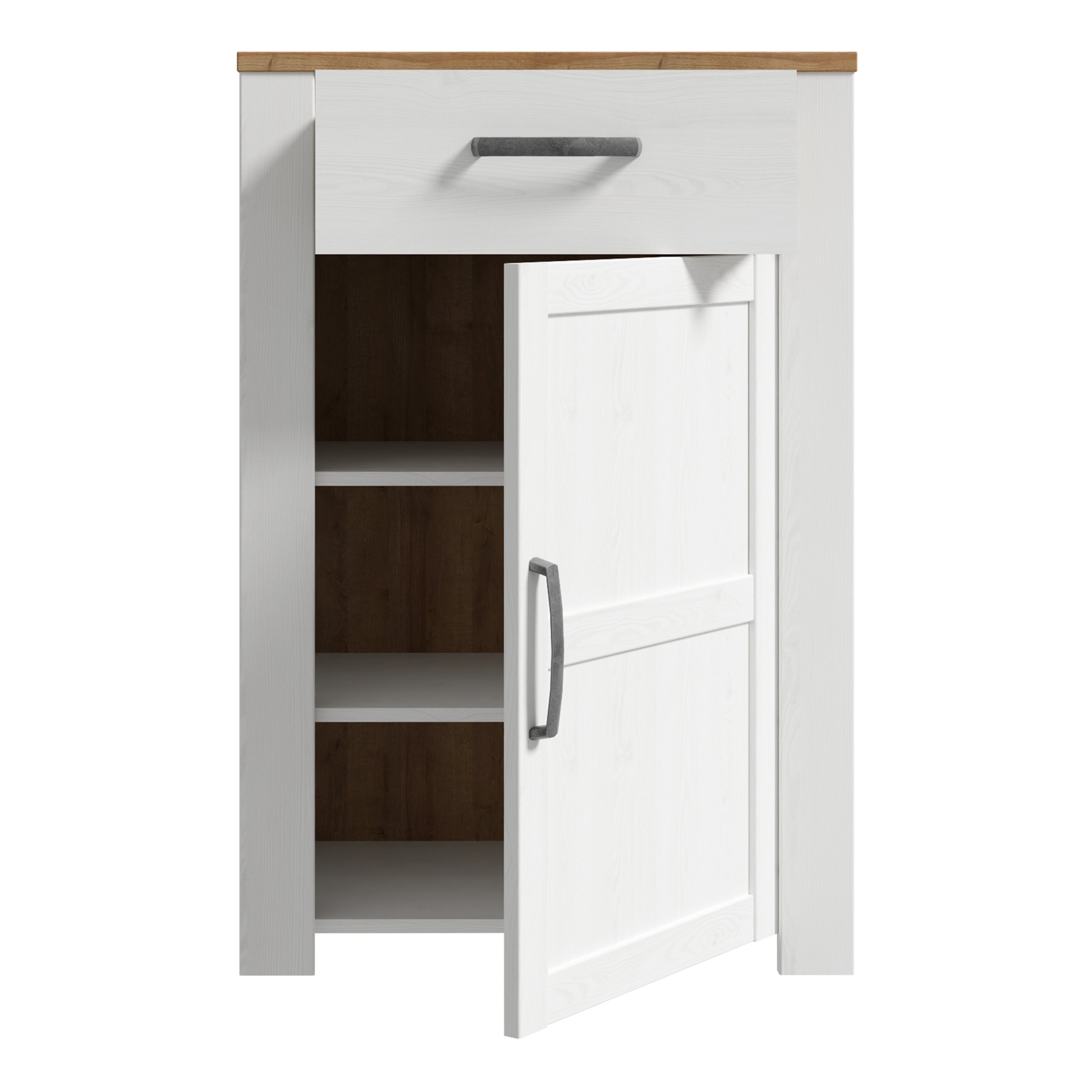 Bohol 1 Door 1 Drawer Shoe Cabinet in Riviera Oak/White – FTG, view 4