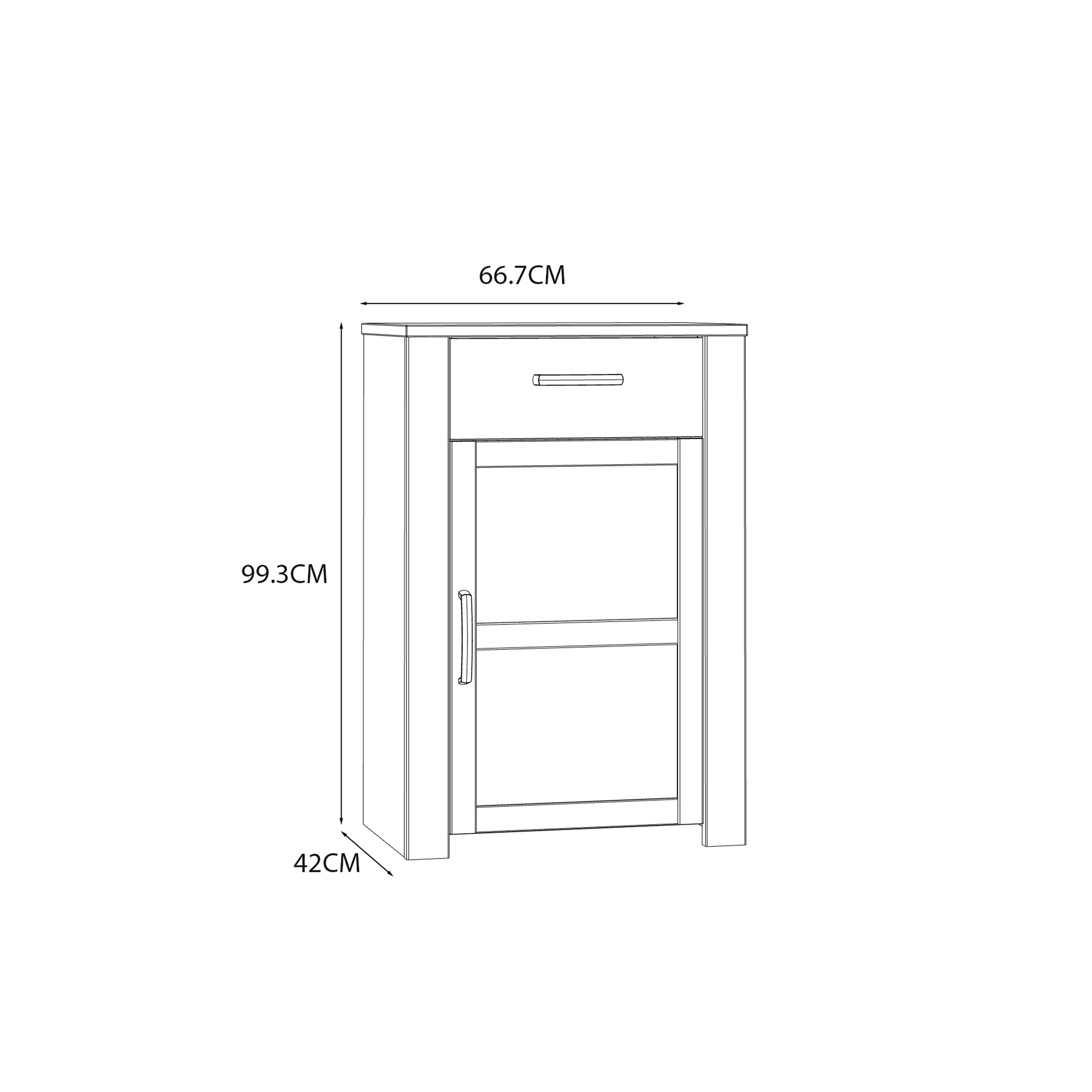 Bohol 1 Door 1 Drawer Shoe Cabinet in Riviera Oak/White – FTG, view 8