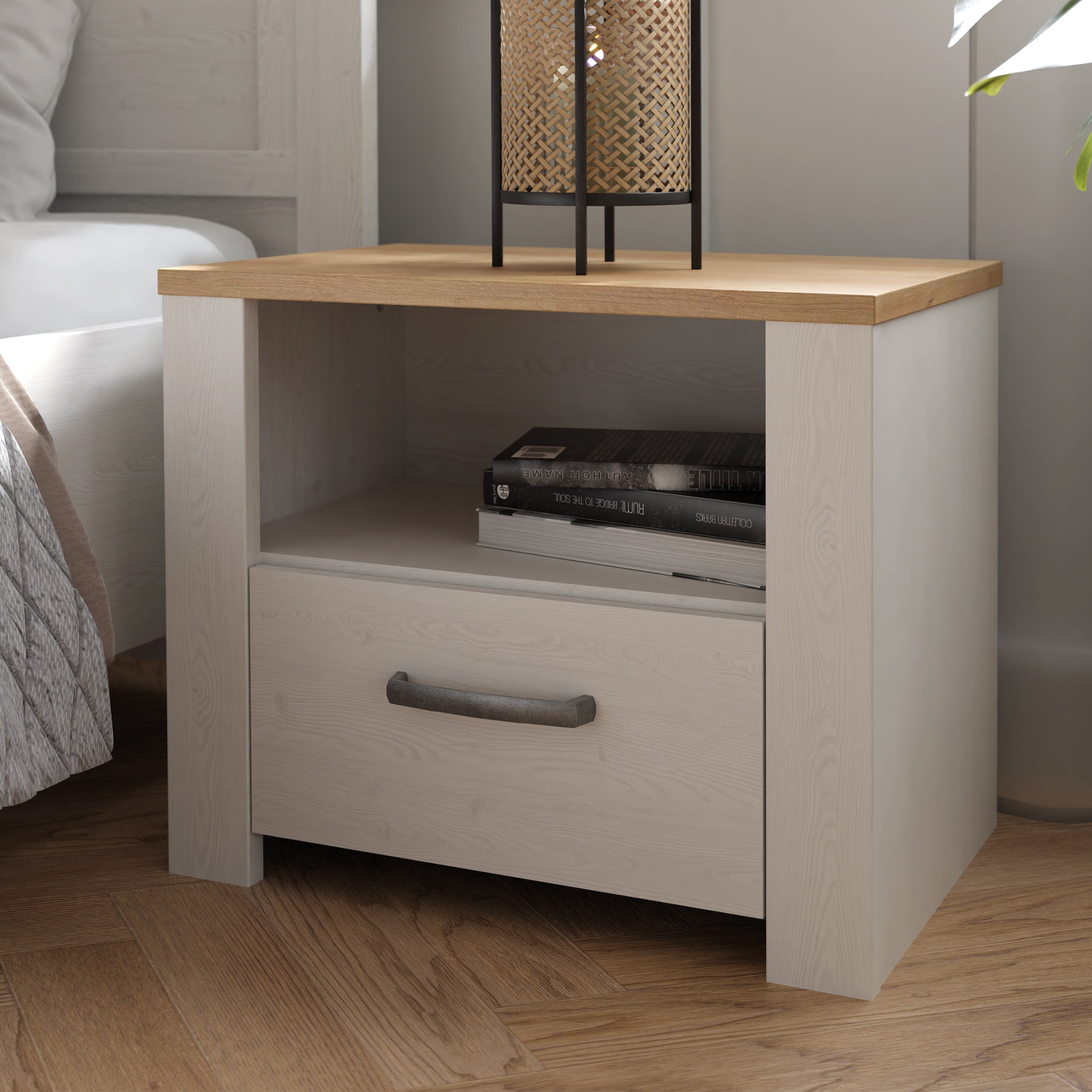 Bohol 1 Drawer Bedside I n Navy Oak – FTG, view 7