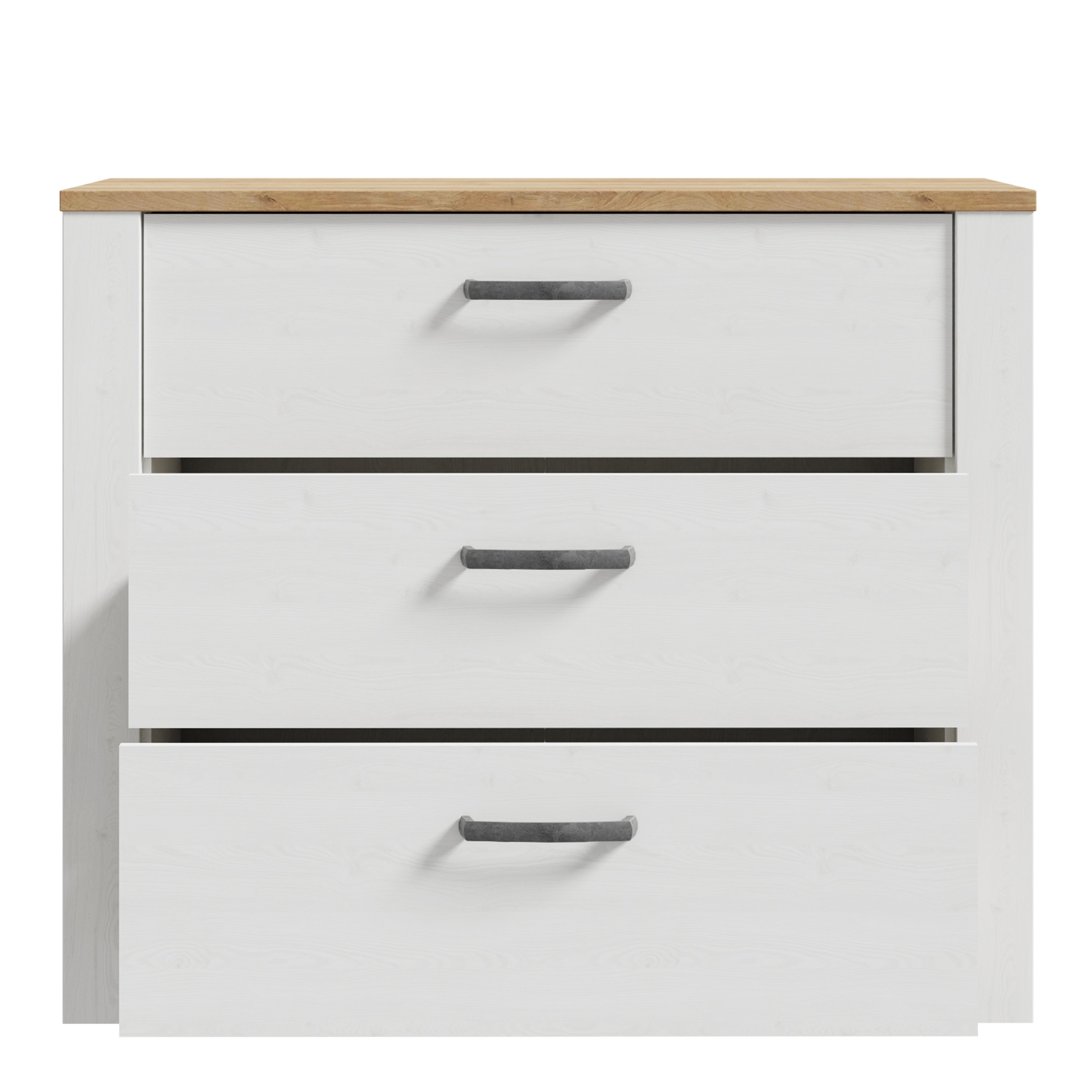 Bohol 3 Drawer Chest in Riviera Oak/White – FTG, view 4