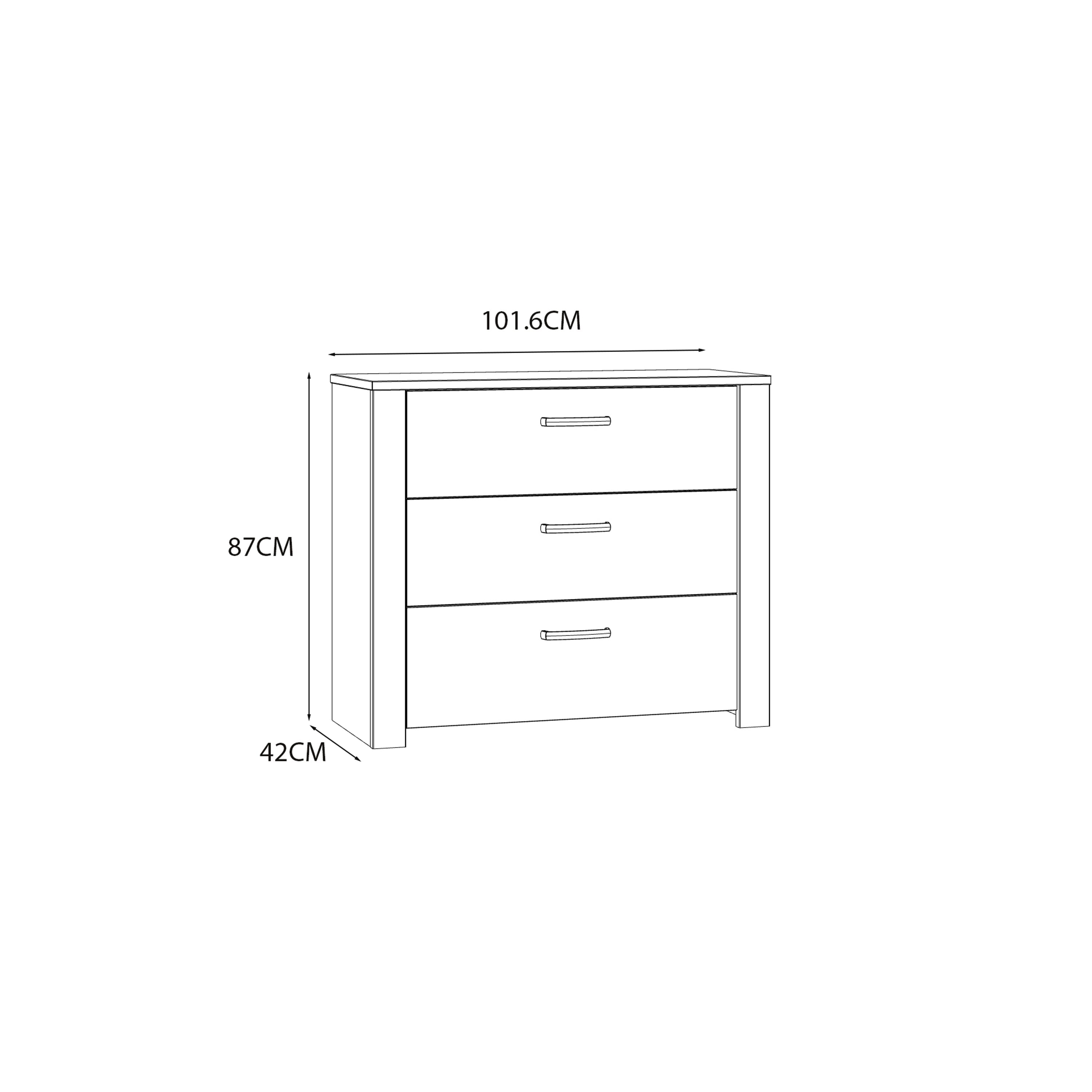 Bohol 3 Drawer Chest in Riviera Oak/White – FTG, view 8