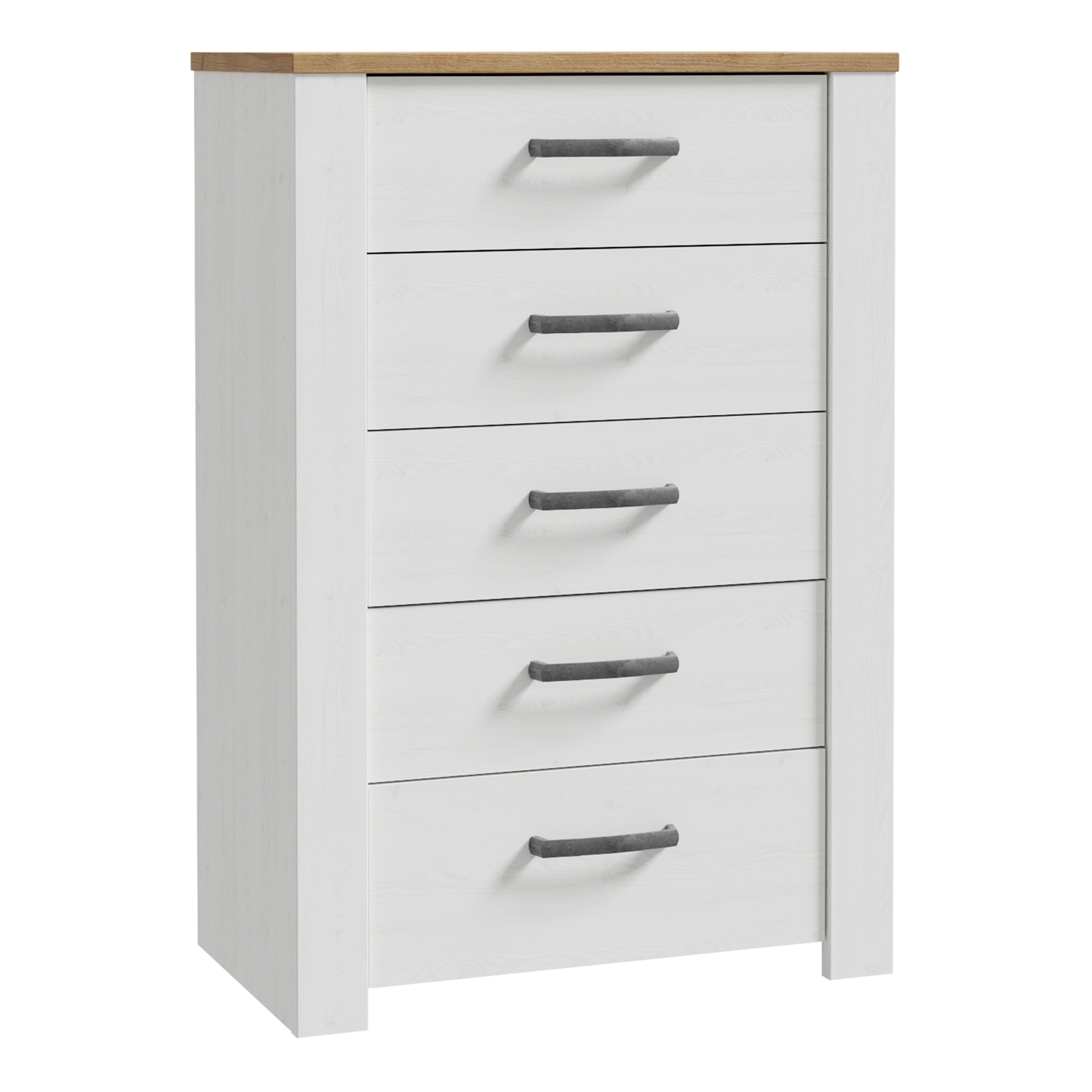 Bohol 5 Drawer Narrow Chest in Riviera Oak/White – FTG